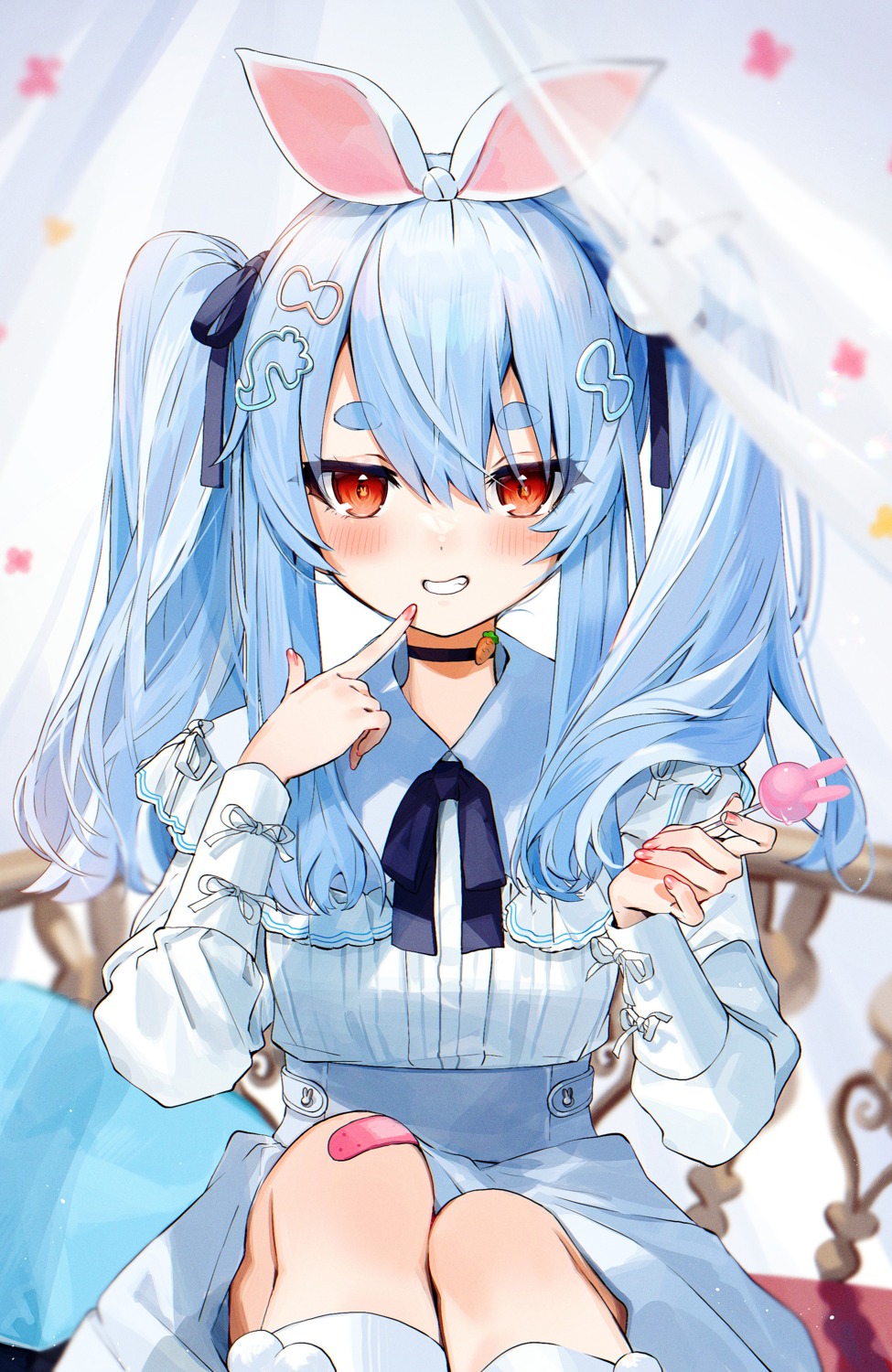 animal_ears, bandaid, bunny_ears, gotou_(nekocat), hololive, lolita_fashion, usada_pekora