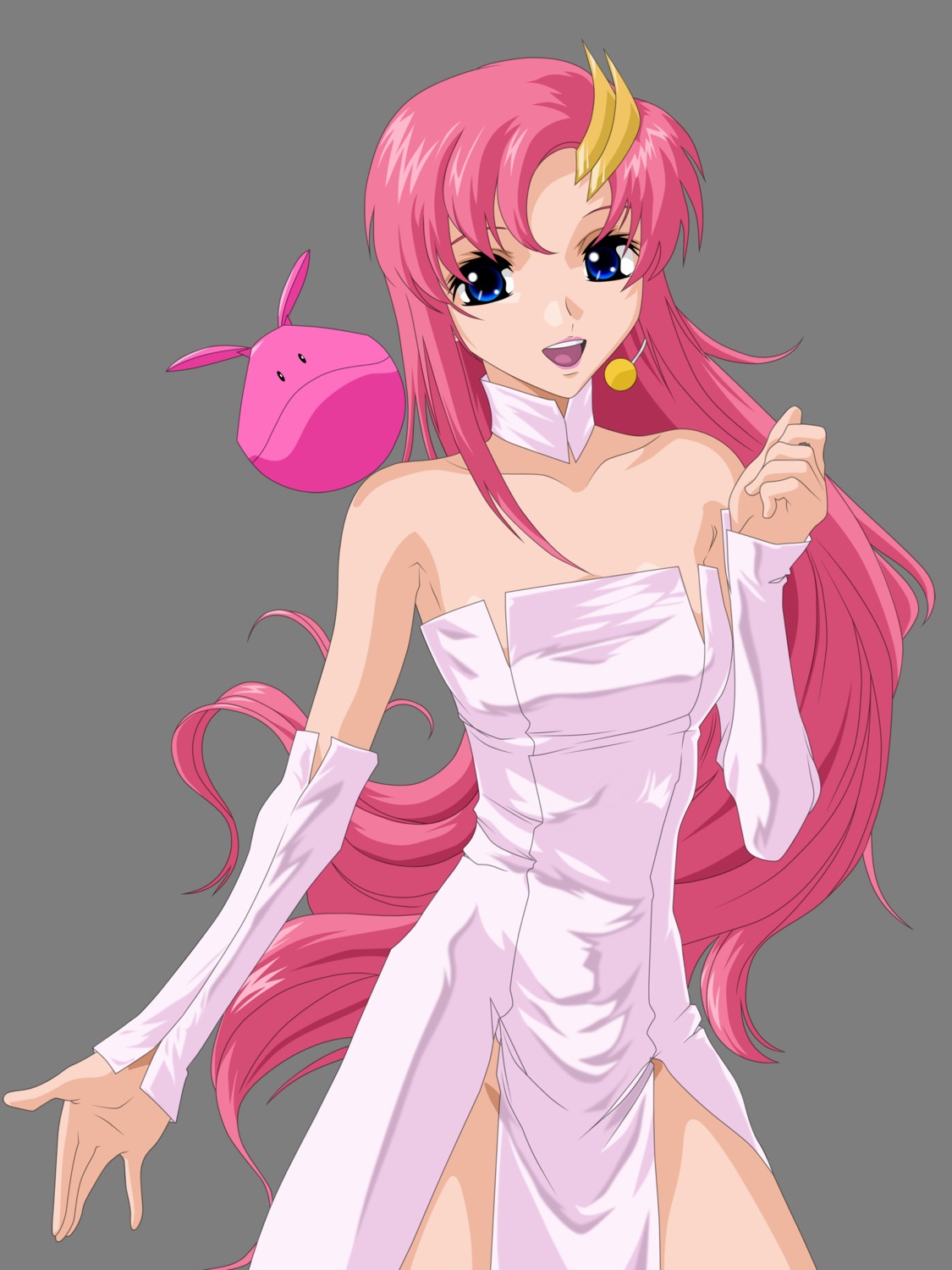dress, gundam, gundam_seed, haro, lacus_clyne, nopan, transparent_png, vector_trace
