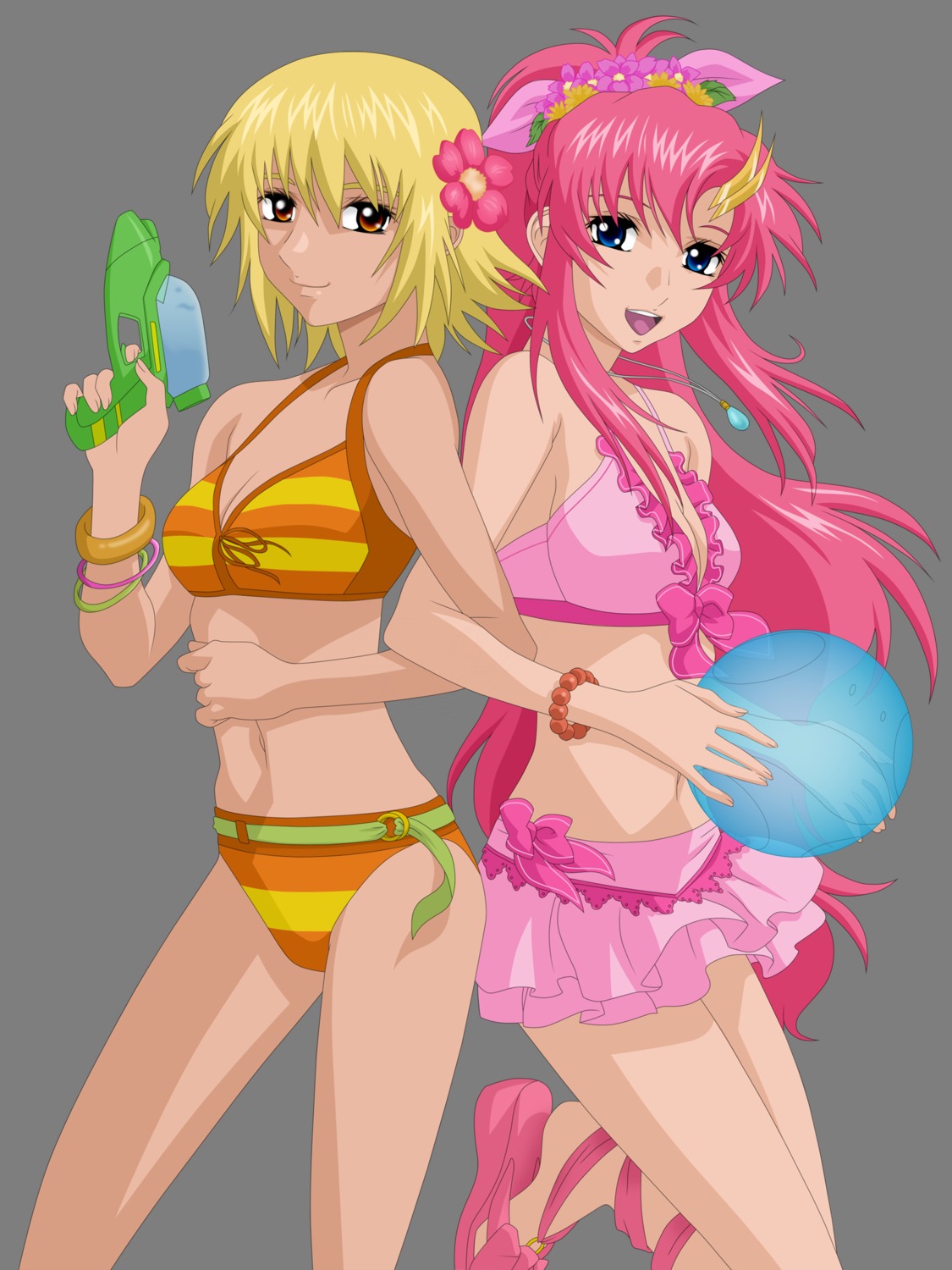 bikini, cagalli_yula_athha, gundam, gundam_seed, lacus_clyne, swimsuits, transparent_png, vector_trace