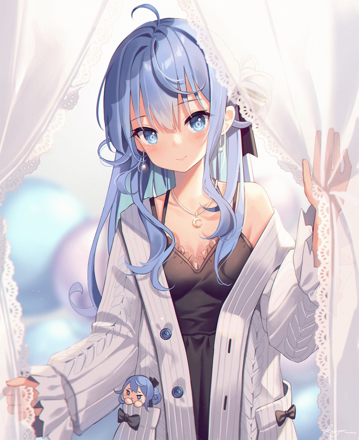 chibi, cleavage, hololive, hoshimachi_suisei, kuri_(animejpholic)