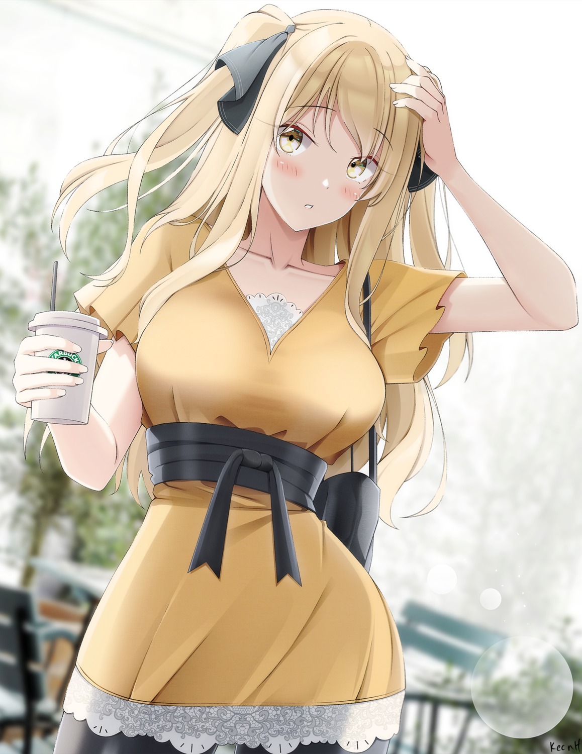 ao_no_kanata_no_four_rhythm, dress, keenh, pantyhose, satouin_reiko