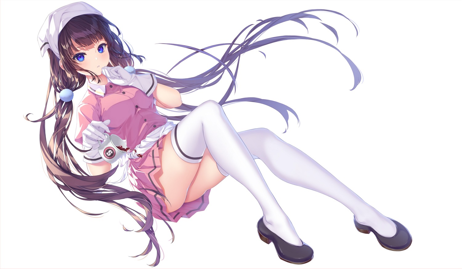 blend_s, kurenaiz, sakuranomiya_maika, skirt_lift, thighhighs, waitress