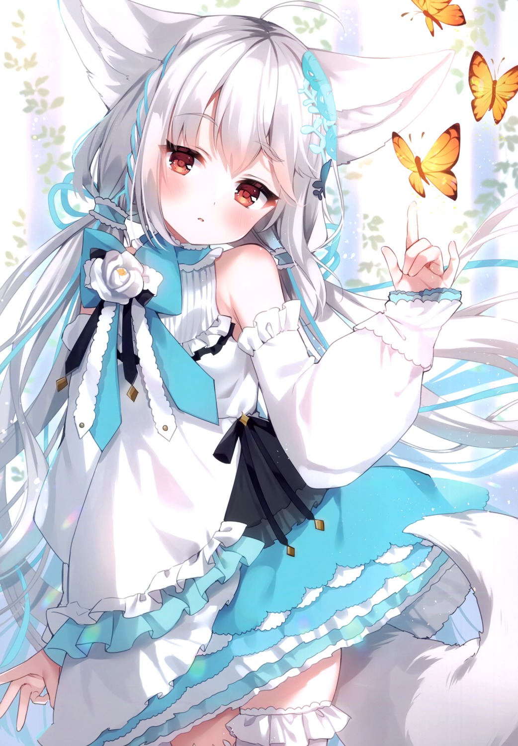animal_ears, dress, indie_virtual_youtuber, koiko_iloli, lolipop_complete, sakurada_shiro, tail, thighhighs