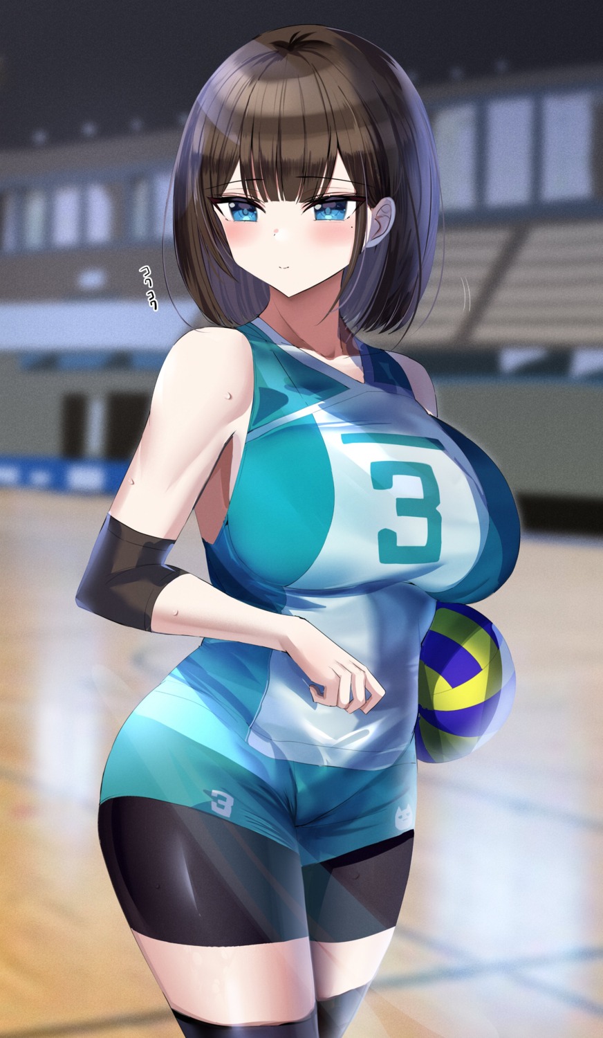 bike_shorts, hanasaka_houcha, thighhighs, uniform