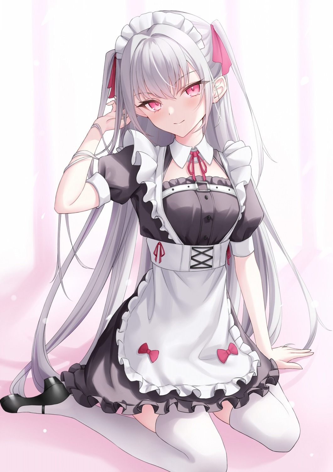 heels, maid, naga_(pixiv70891418), thighhighs