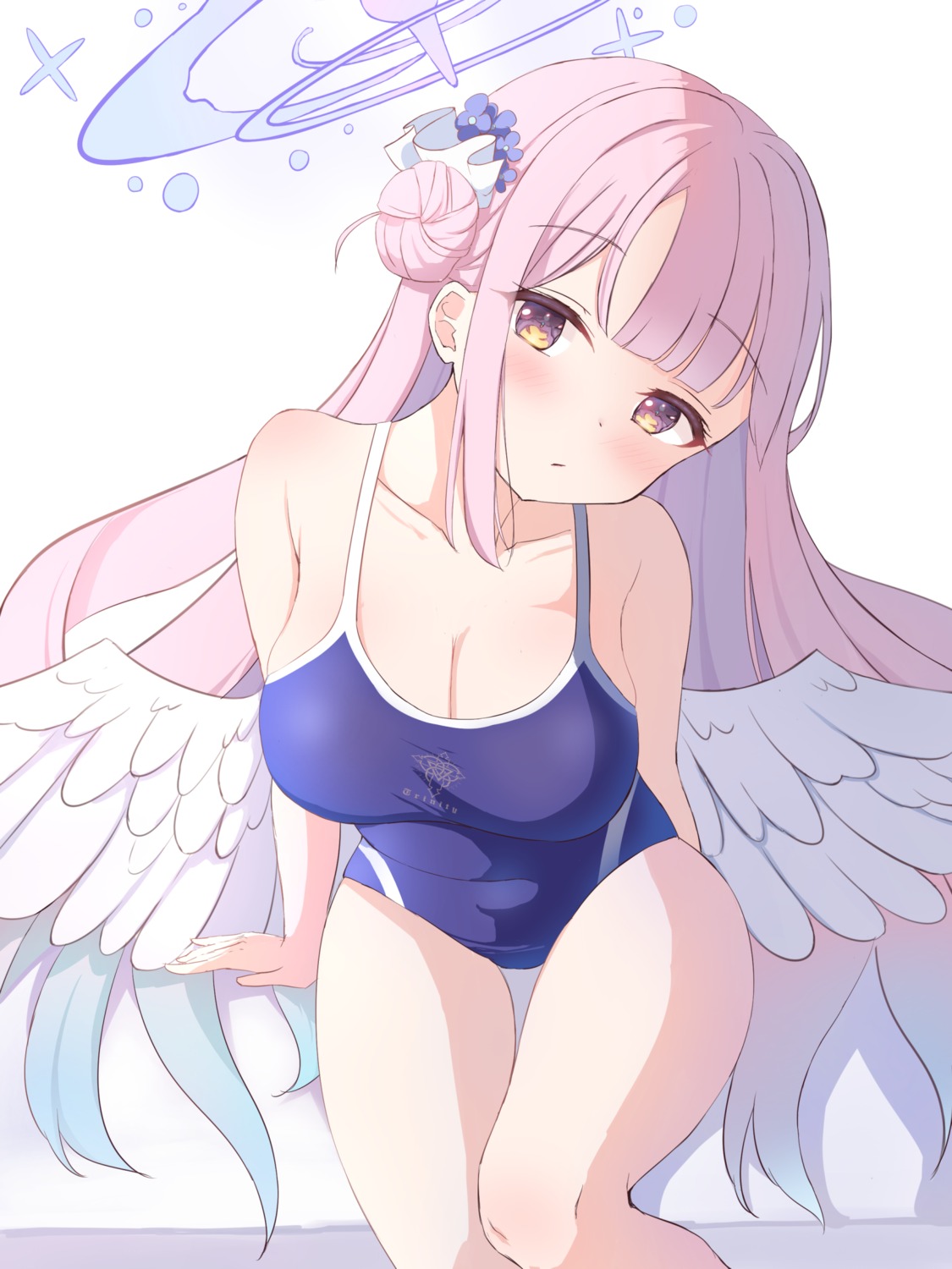 angel, blue_archive, cleavage, dae_(dog-of-maou), misono_mika, school_swimsuit, swimsuits, wings