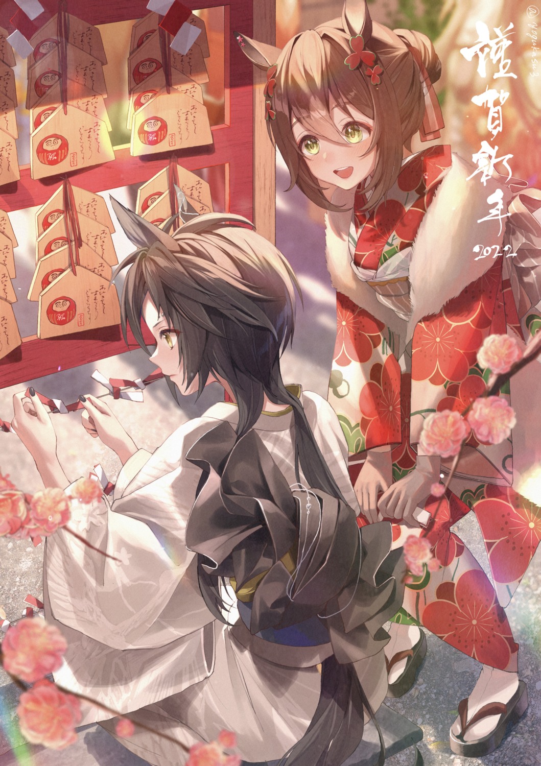 air_shakur_(umamusume), animal_ears, fine_motion_(umamusume), kimono, tail, uma_musume_pretty_derby, yogukasu