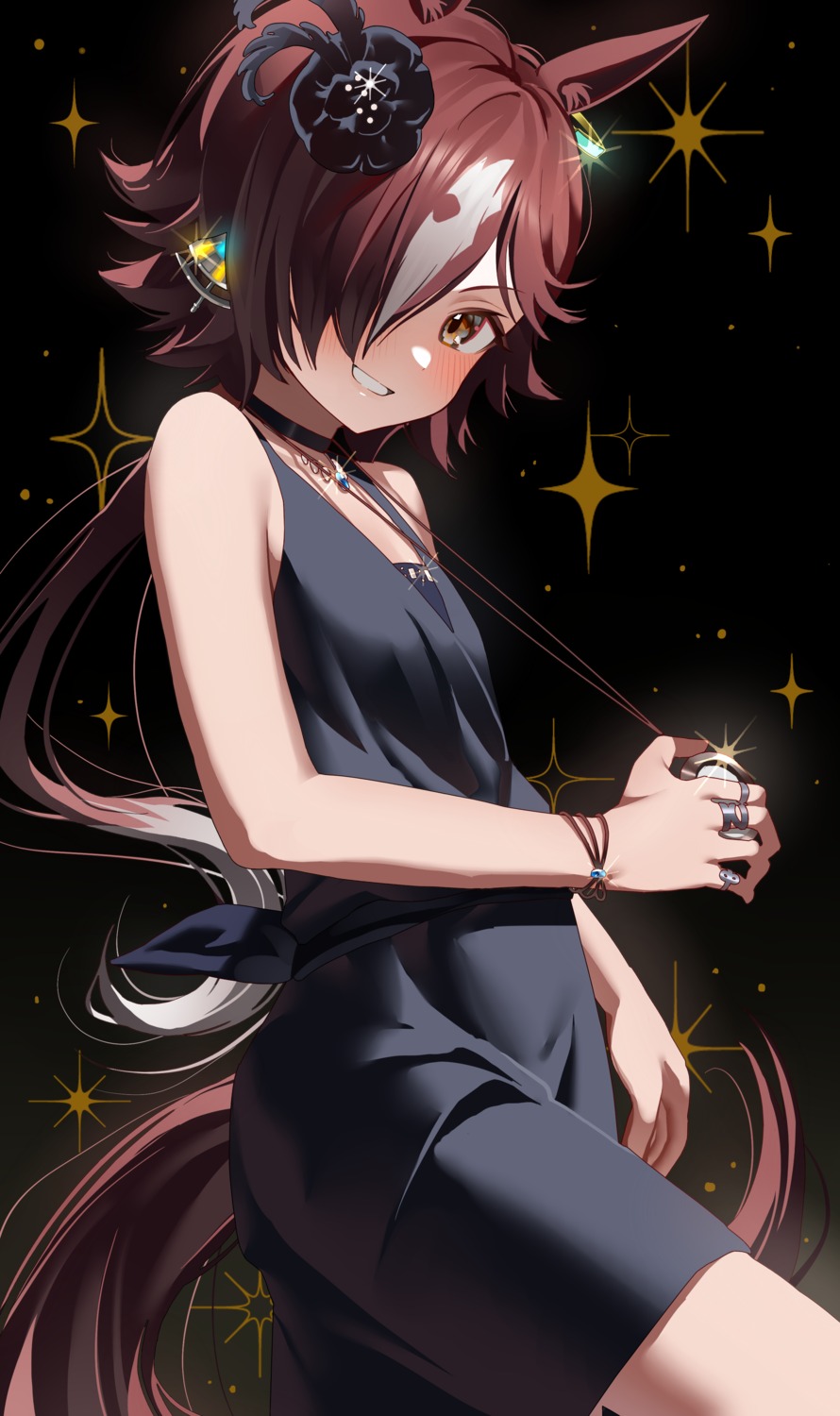 animal_ears, dress, ningen_mame, tail, uma_musume_pretty_derby, vodka_(umamusume)