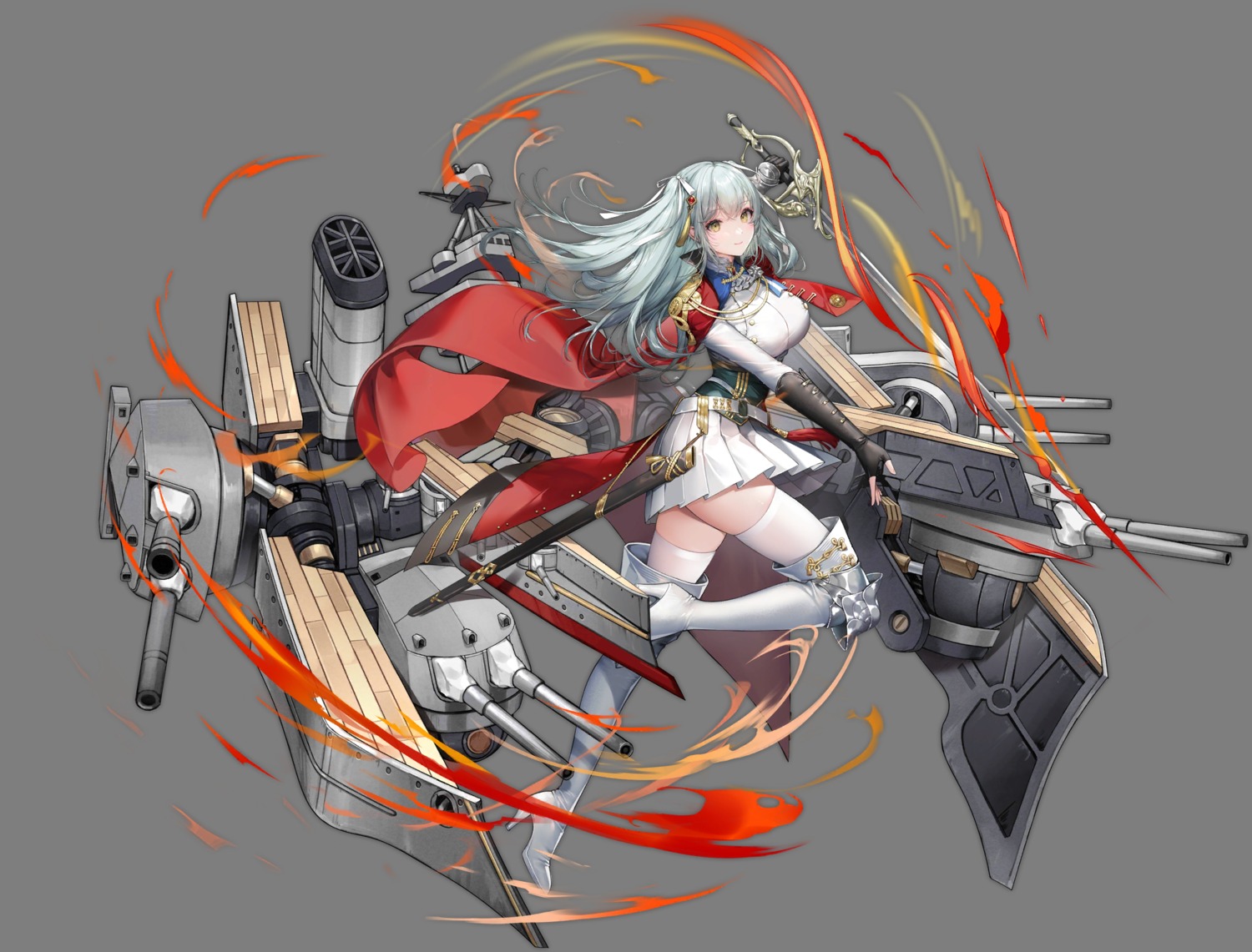 azur_lane, heels, revenge_(azur_lane), senchat, sword, thighhighs, transparent_png, uniform