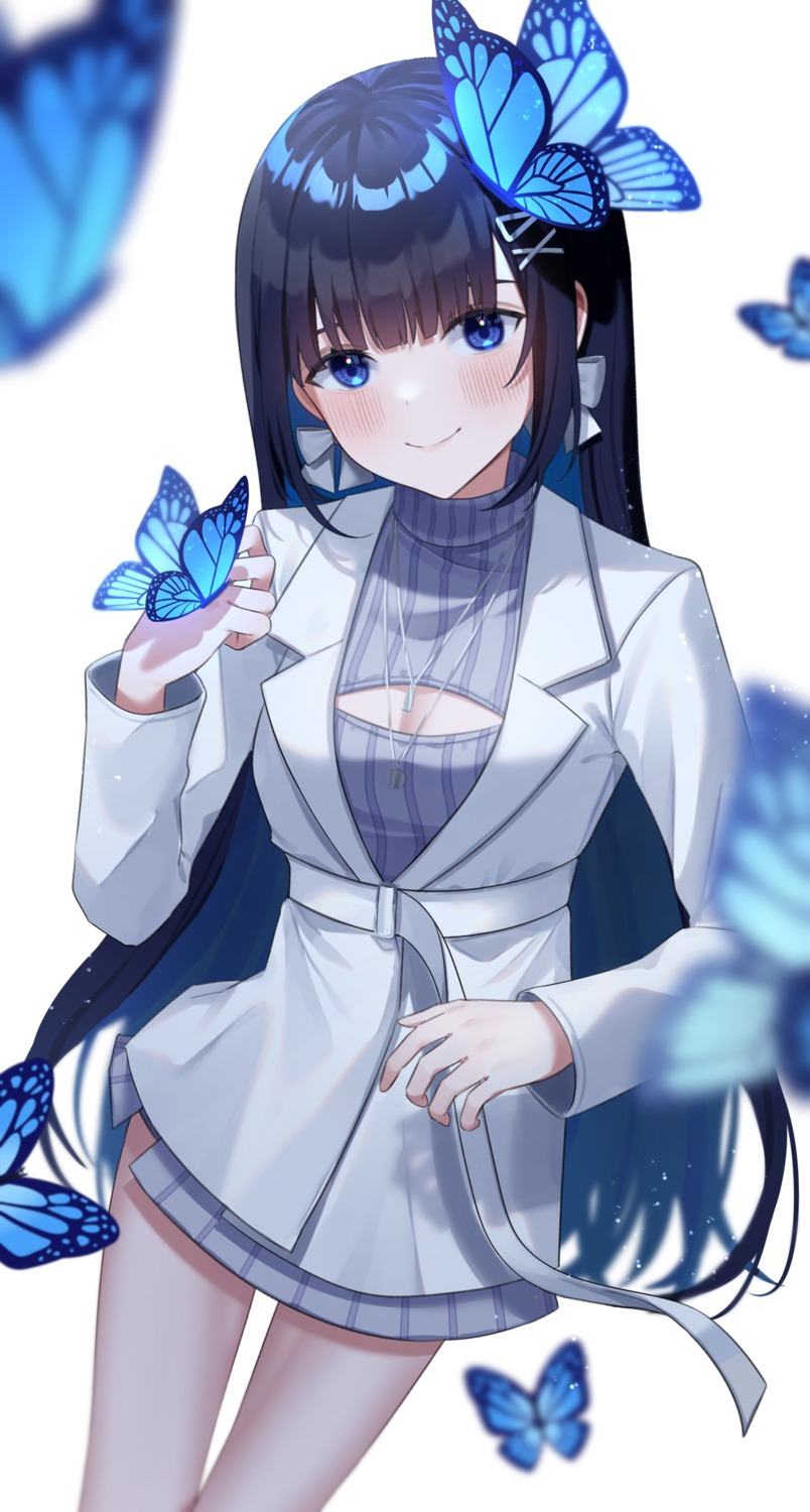 cleavage, dress, nabi_(vtuber), nabi_ch., sweater, yuteke_key