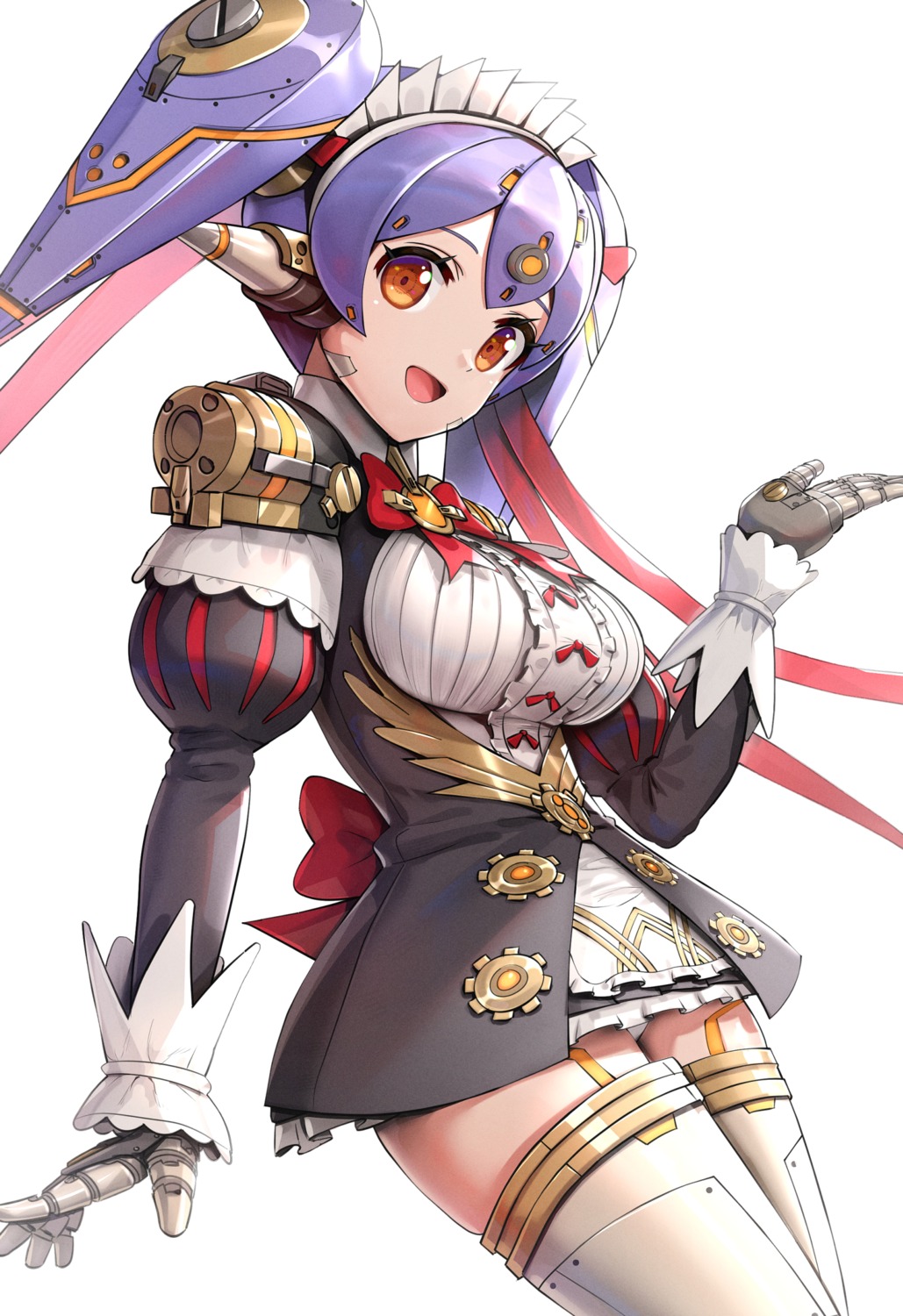 gonzarez, hana_(xenoblade_2), hana_jk, maid, mecha_musume, pantsu, stockings, thighhighs, xenoblade_(series), xenoblade_2