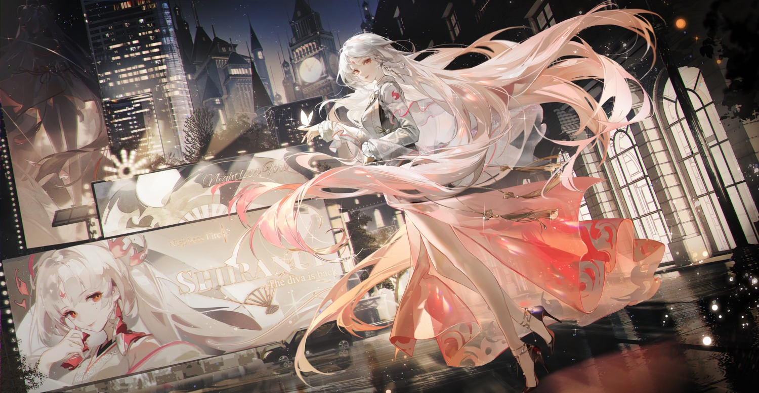 dress, heels, onmyouji, ruo_gan_zhua, see_through