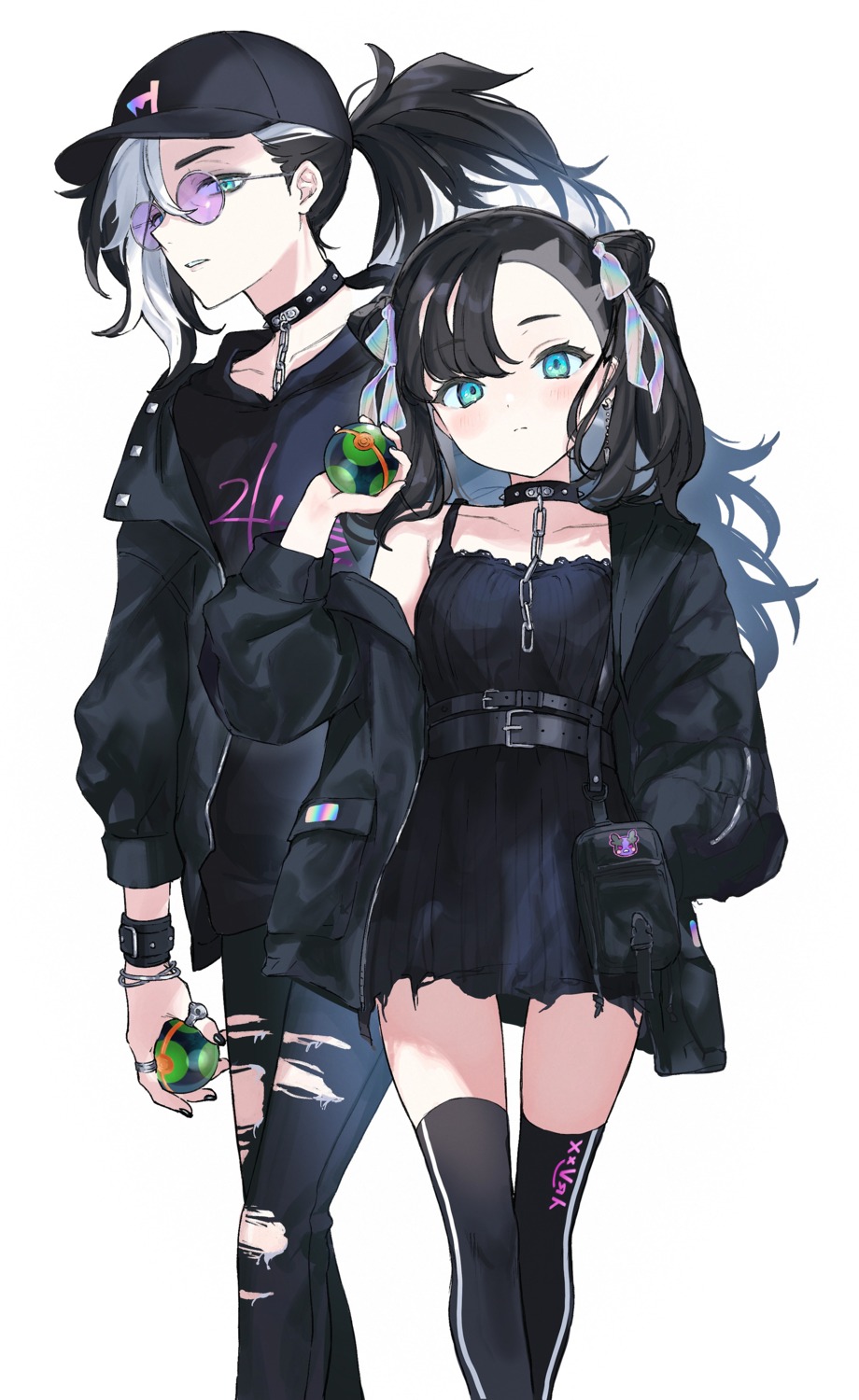dress, mary_(pokemon), megane, nekoyashiki_pushio, nezu_(pokemon), pokemon, pokemon_swsh, thighhighs