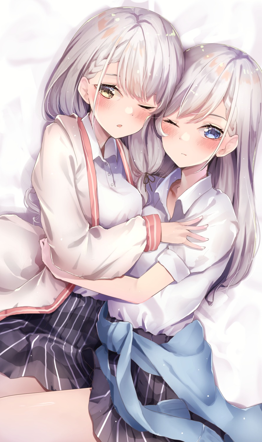 hisakawa_hayate, hisakawa_nagi, seifuku, sweater, the_idolm@ster, the_idolm@ster_cinderella_girls, yuri, yuunamida_uyu