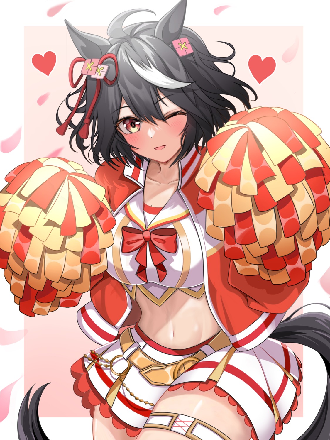 animal_ears, cheerleader, garter, kitasan_black_(umamusume), ryuryu_mt, tail, uma_musume_pretty_derby