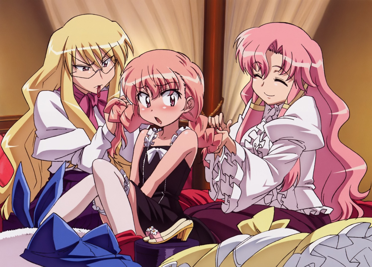cattleya_(zero_no_tsukaima), elenor, fujii_masahiro, louise_francoise_le_blanc_de_la_valliere, megane, zero_no_tsukaima
