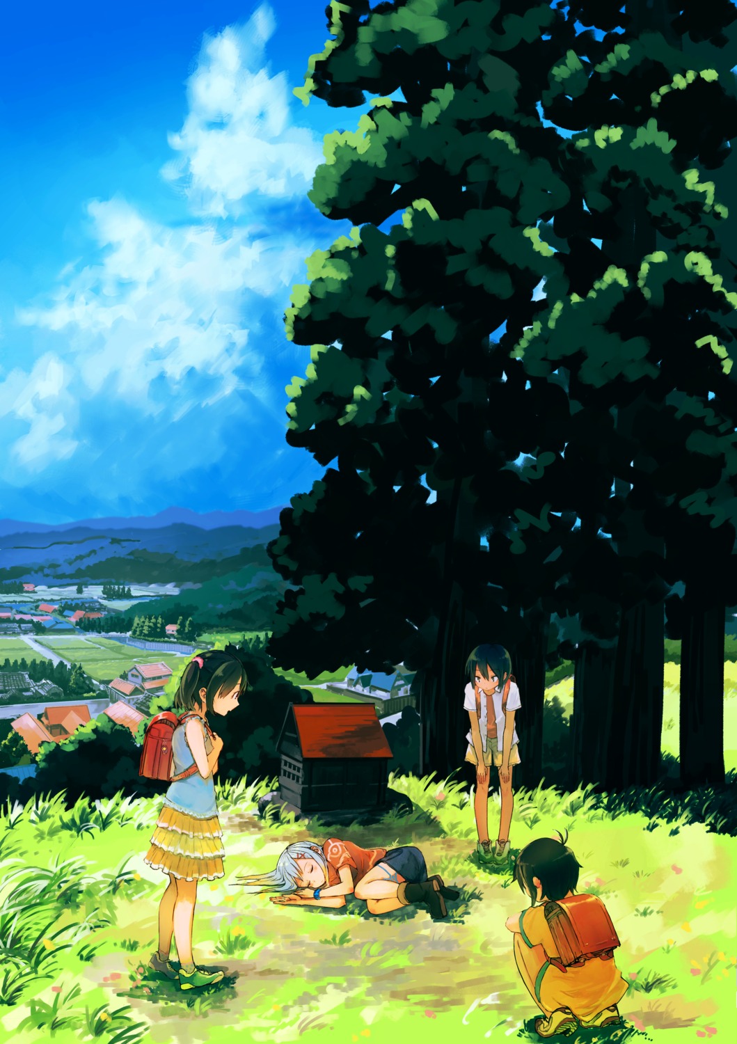 inami_hatoko, landscape, open_shirt