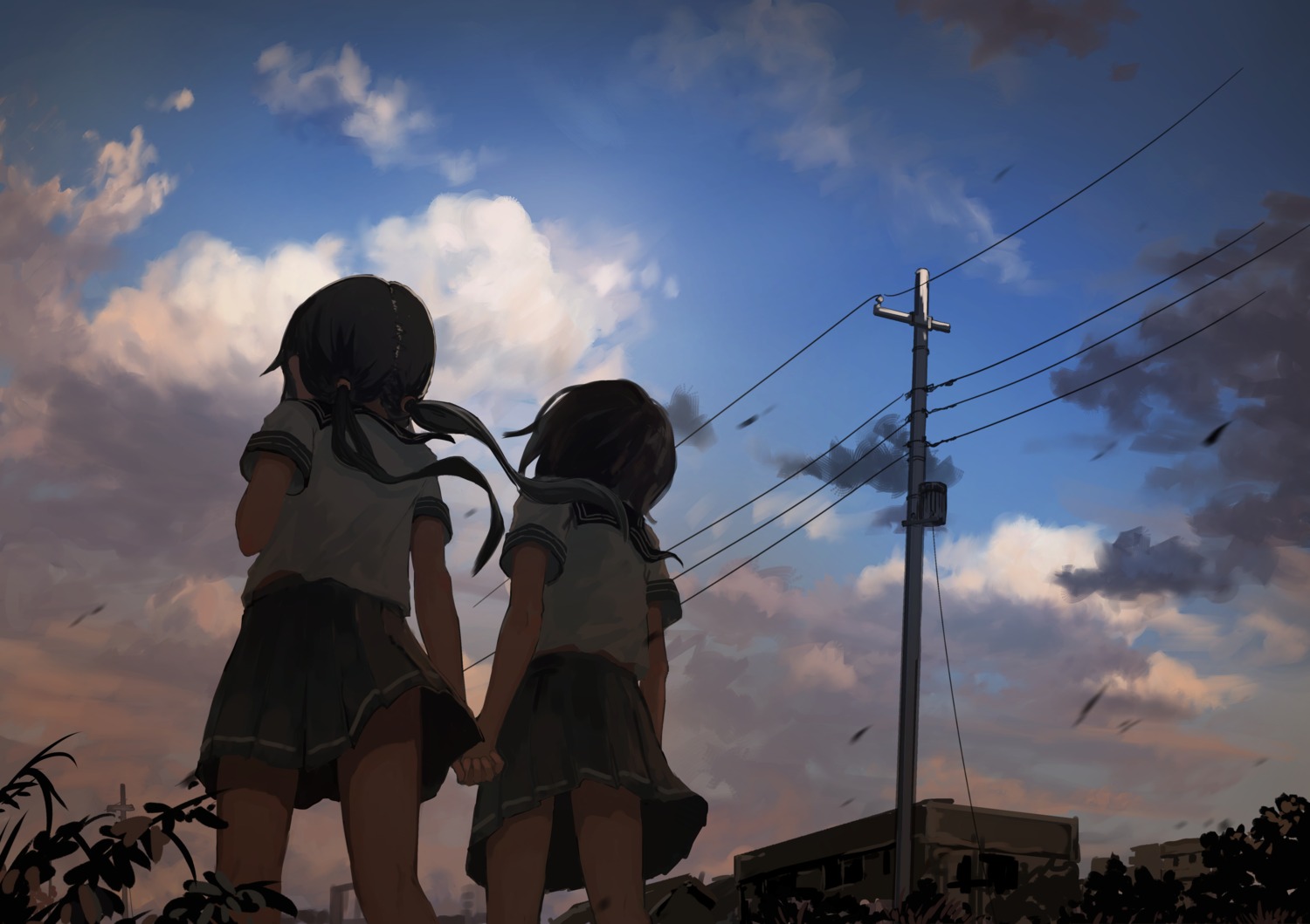 inami_hatoko, seifuku, skirt_lift, yuri