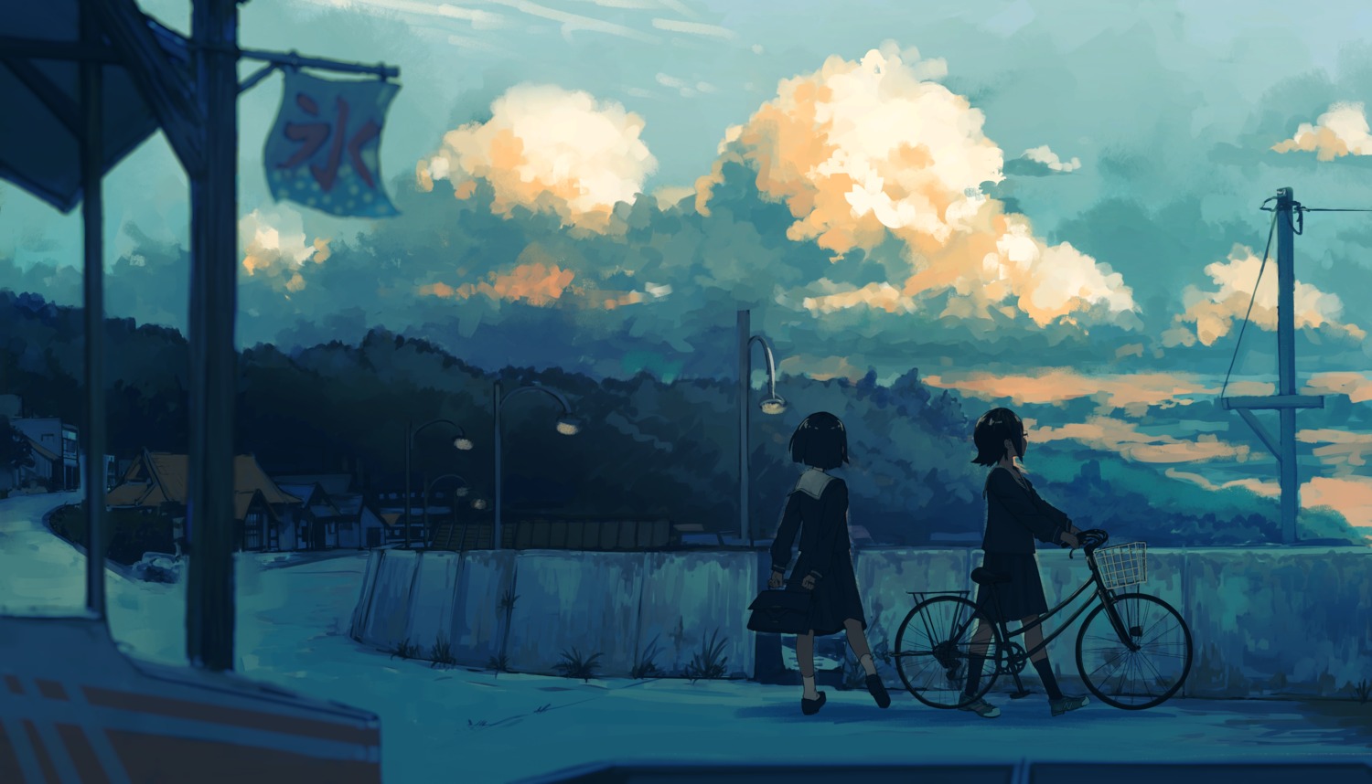 inami_hatoko, landscape, megane, seifuku