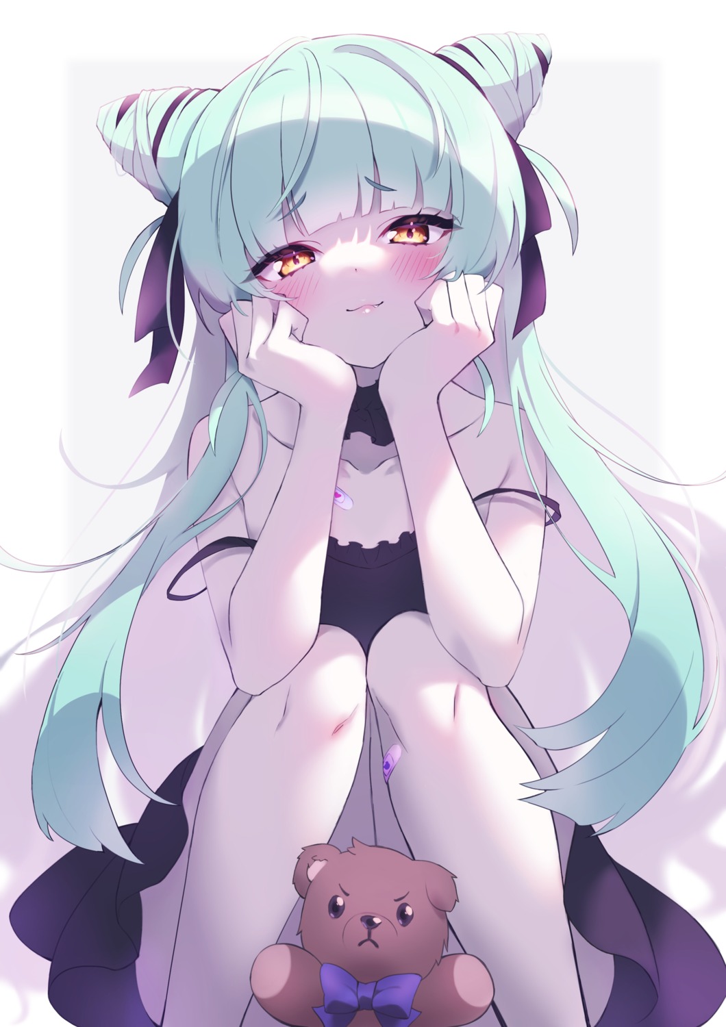 bandaid, dress, kurosa_kichi, mahoroba, nemori_petty, no_bra, skirt_lift