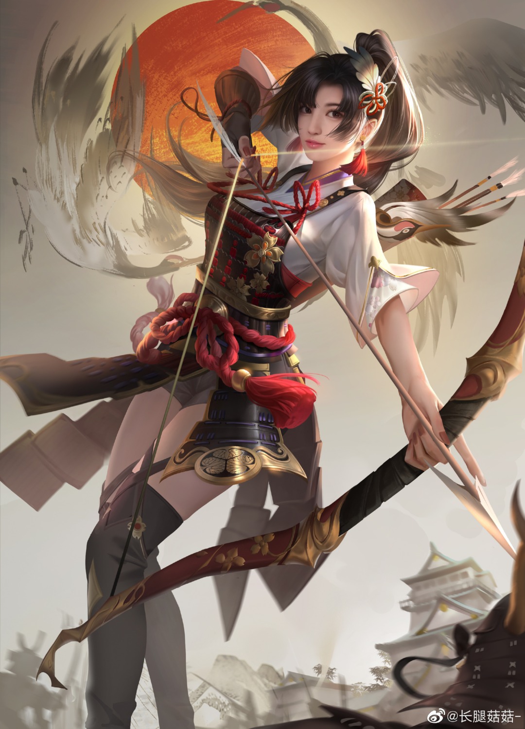 armor, chang_tui_gu_gu, higawari_naishitsu, japanese_clothes, stockings, thighhighs, weapon