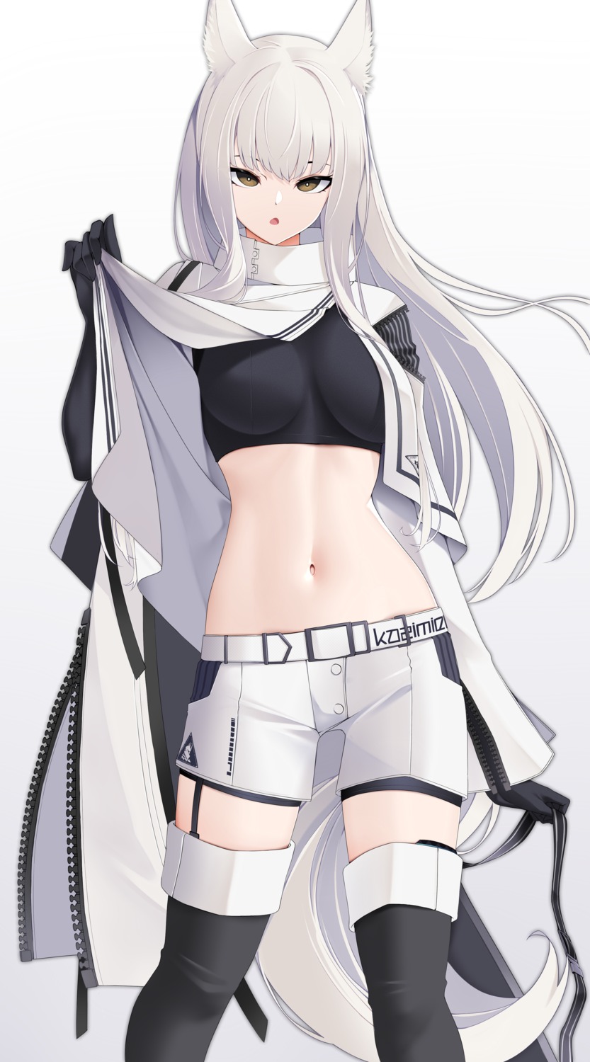 animal_ears, arknights, platinum_(arknights), stockings, tail, thighhighs, undressing, z.taiga