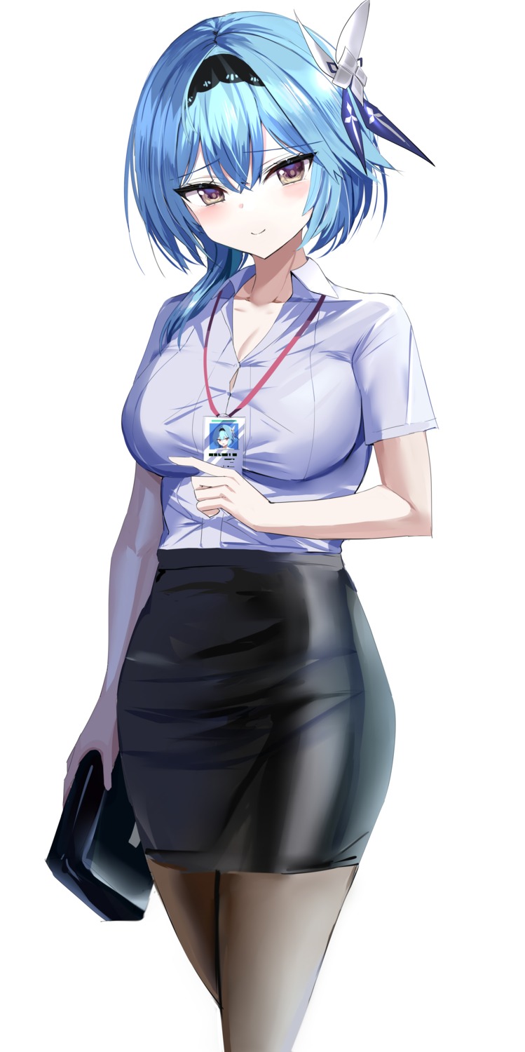 cleavage, dress_shirt, eula, genshin_impact, hanasaka_houcha