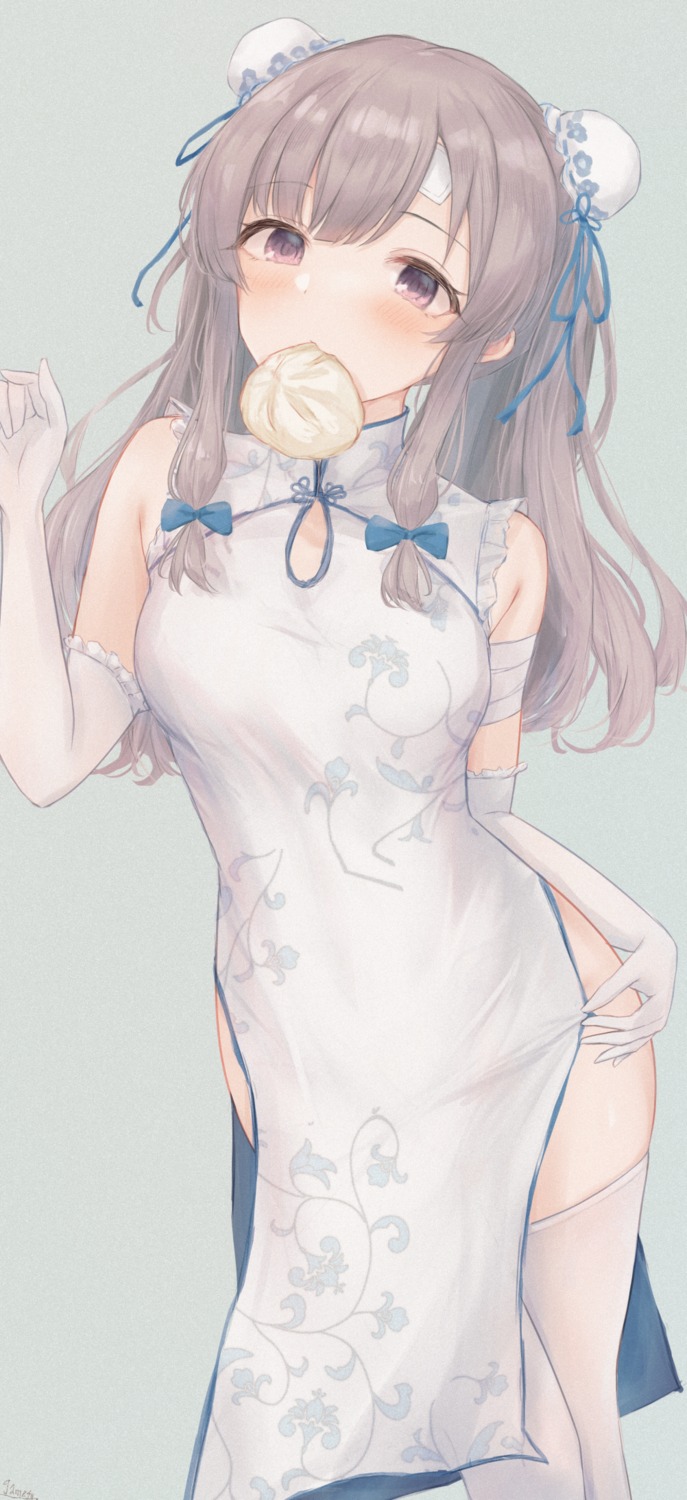 bandages, chinadress, gameso, the_idolm@ster, the_idolm@ster_shiny_colors, thighhighs, yuukoku_kiriko