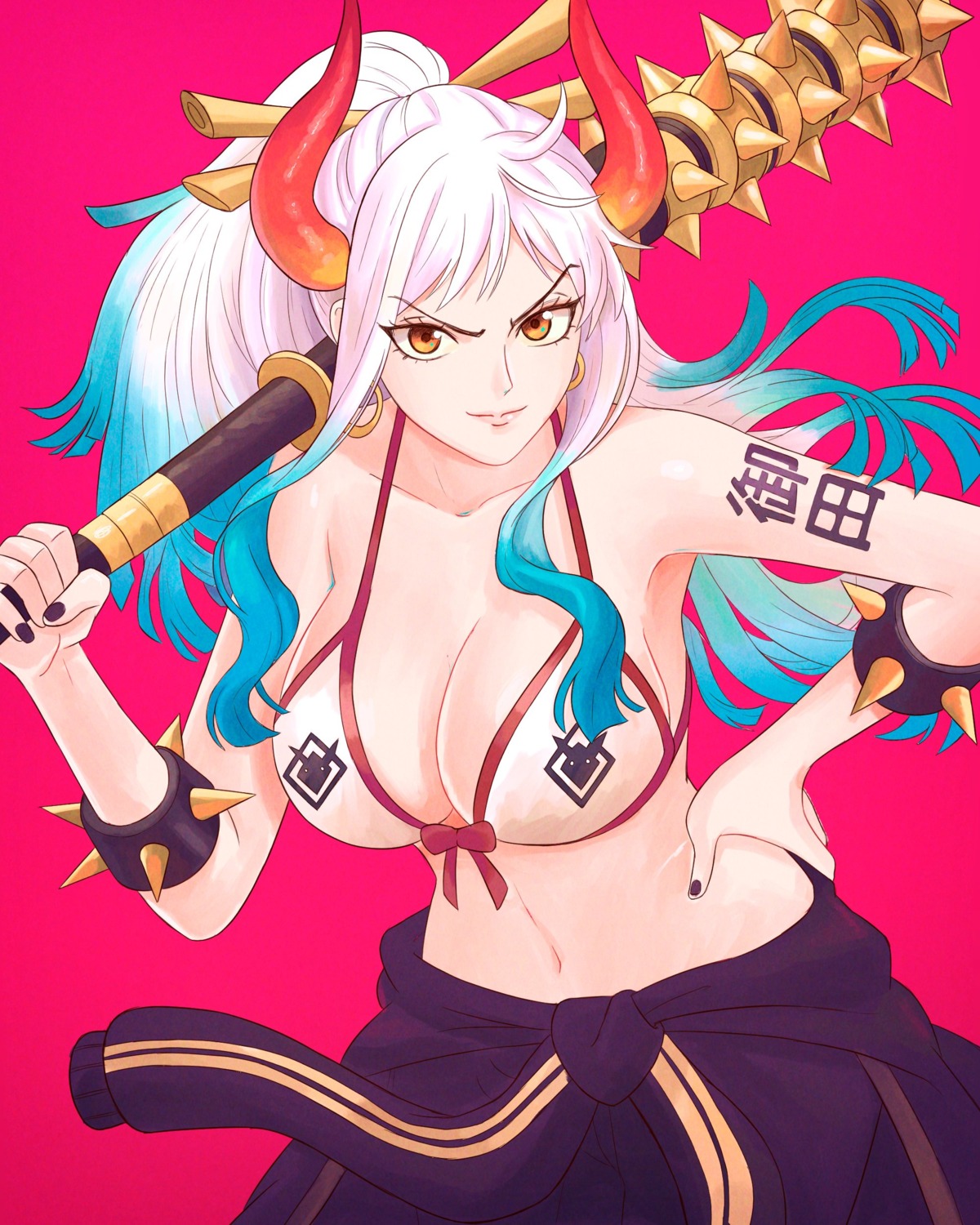 bikini_top, cleavage, devil, horns, one_piece, swimsuits, tattoo, truejekart