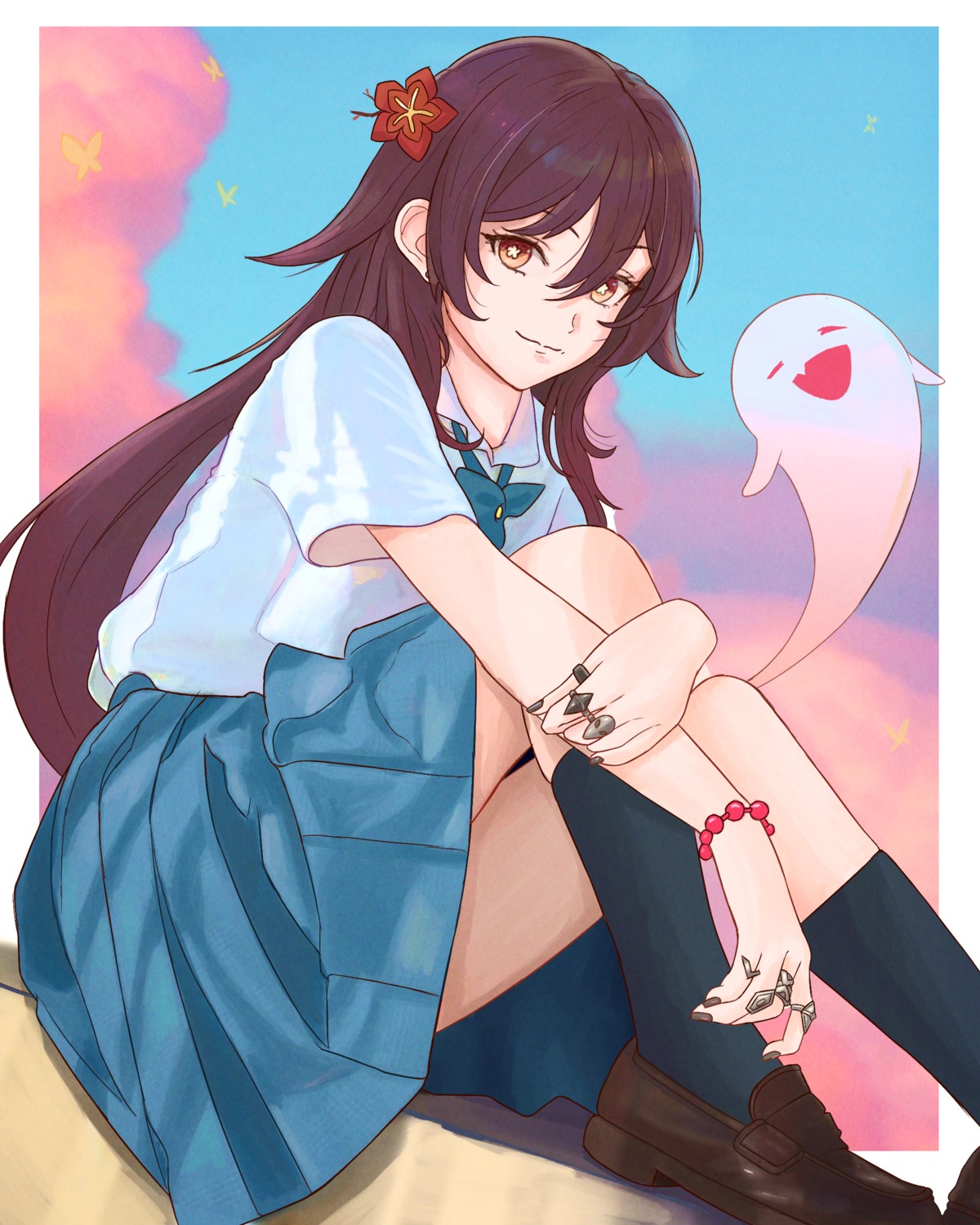 genshin_impact, hu_tao, seifuku, truejekart