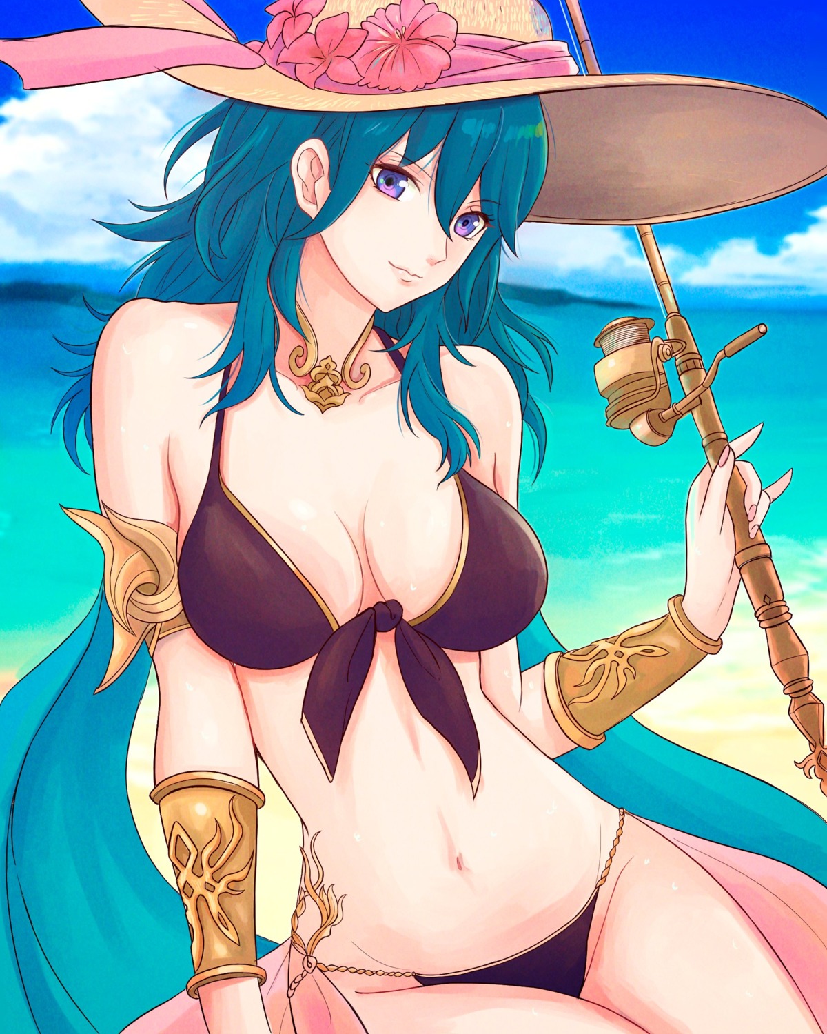 bikini, byleth_(fire_emblem), cleavage, fire_emblem, fire_emblem_three_houses, swimsuits, truejekart