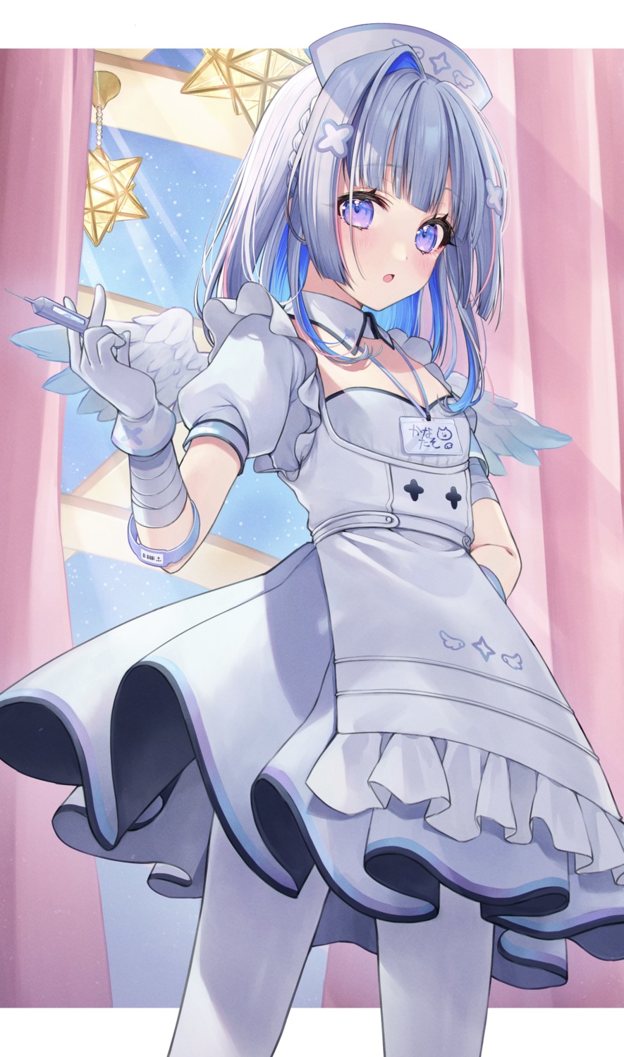 amane_kanata, hololive, kabi_akaru, nurse, pantyhose, wings