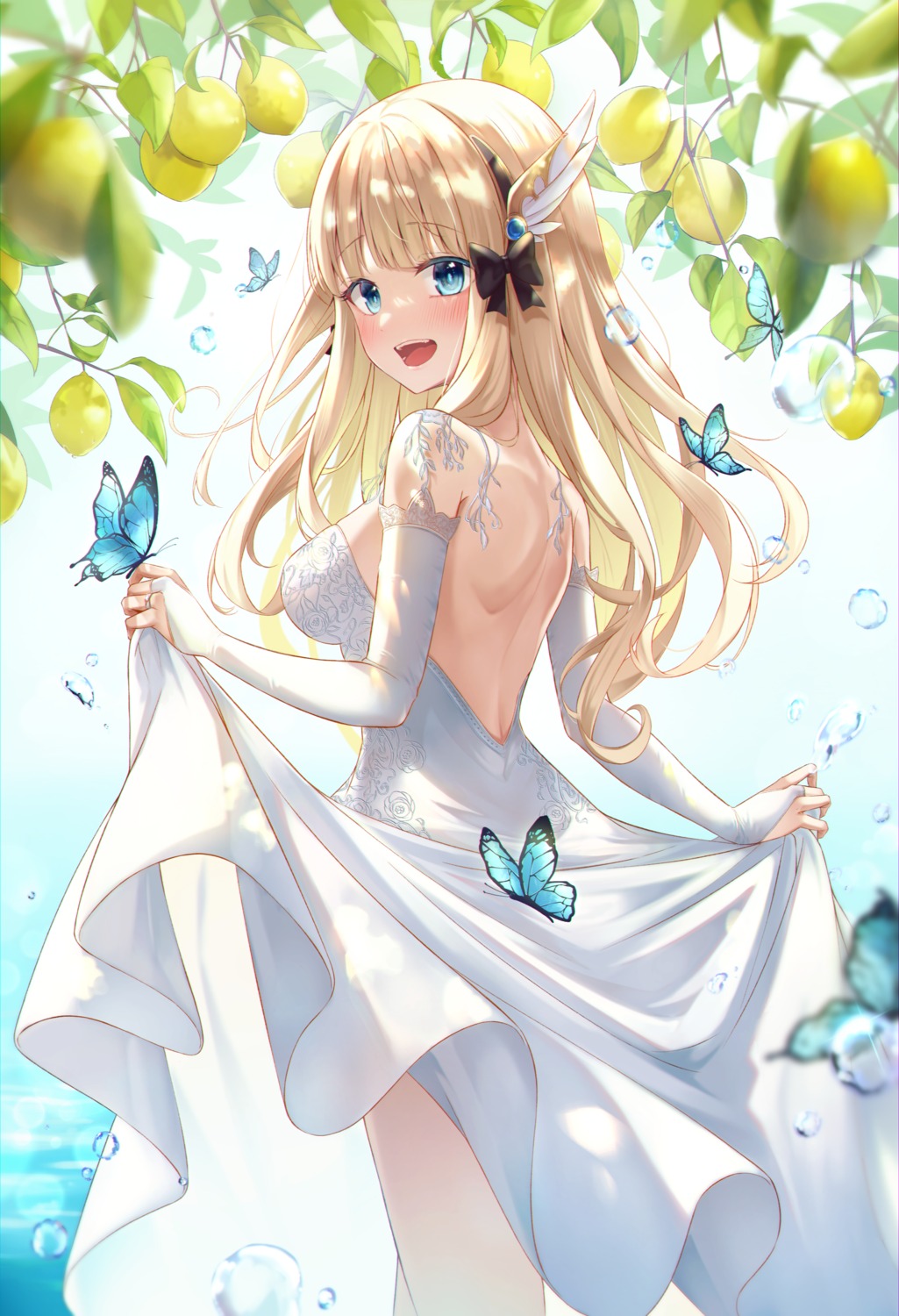 dress, no_bra, princess_connect!, princess_connect!_re:dive, sasaki_saren, sira_(user_dswn7488), skirt_lift, wedding_dress