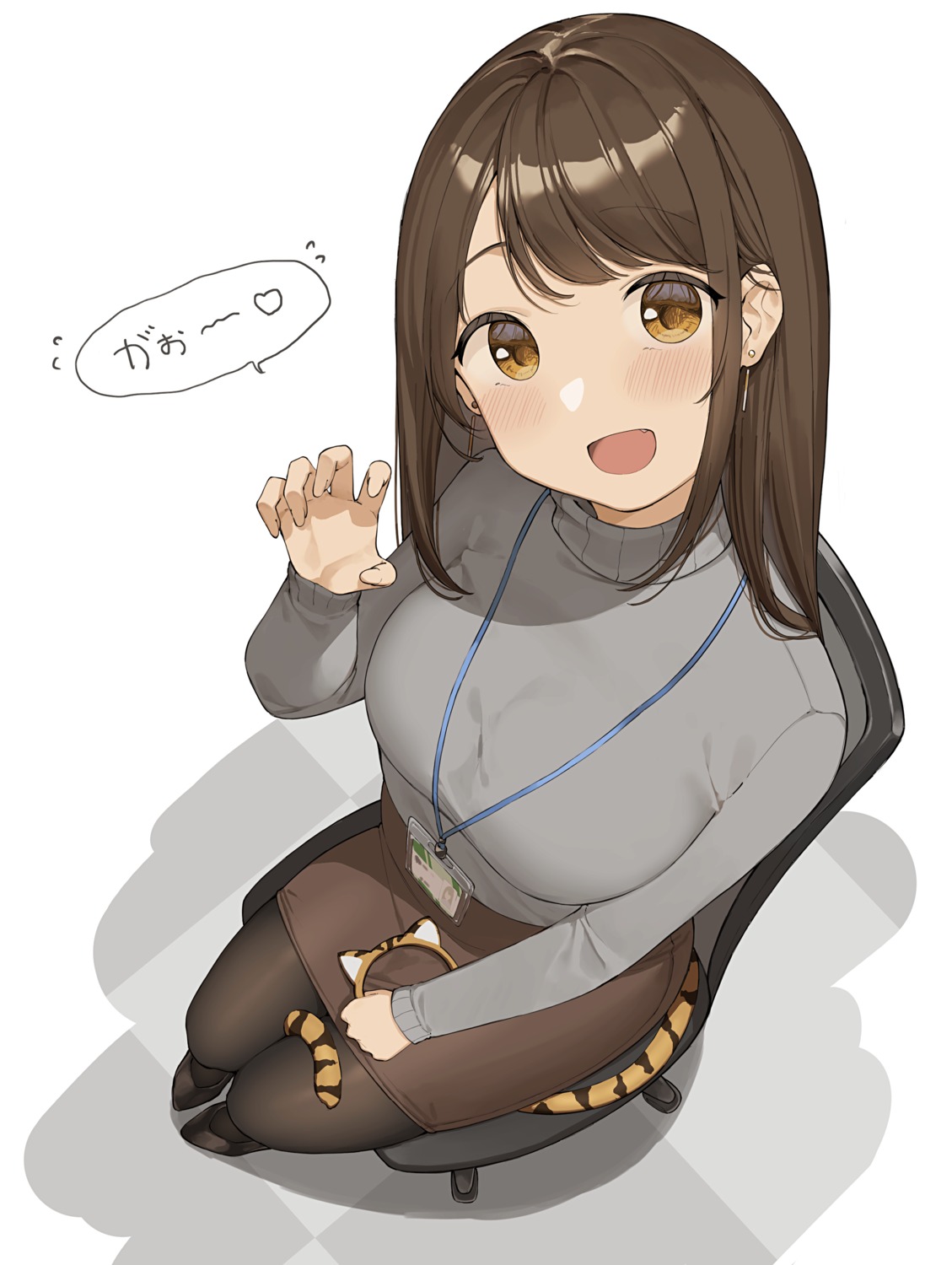 ol-chan_(ol_mahonanoka), ol_mahonanoka, pantyhose, sweater, tail
