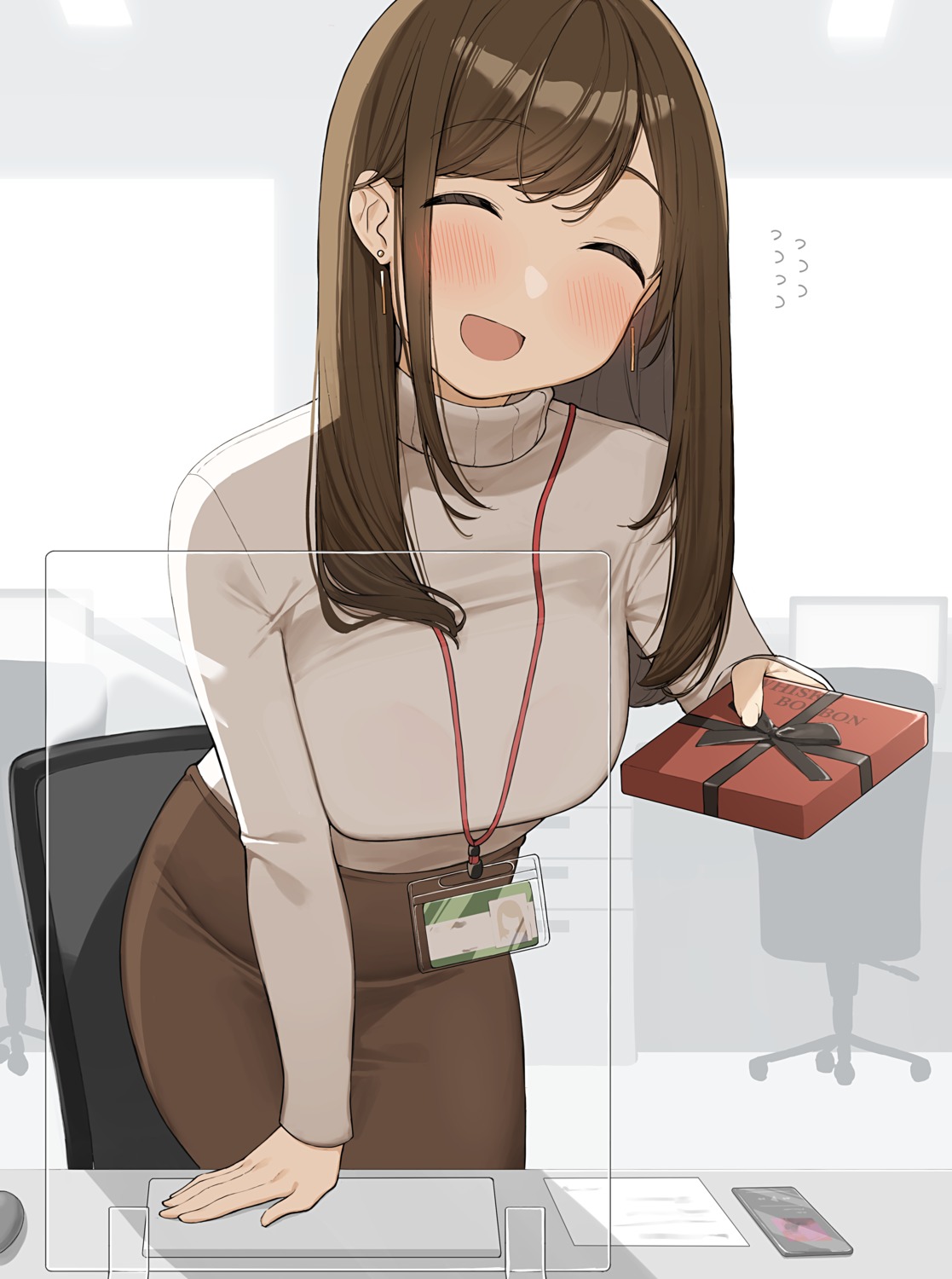 ol-chan_(ol_mahonanoka), ol_mahonanoka, sweater, valentine