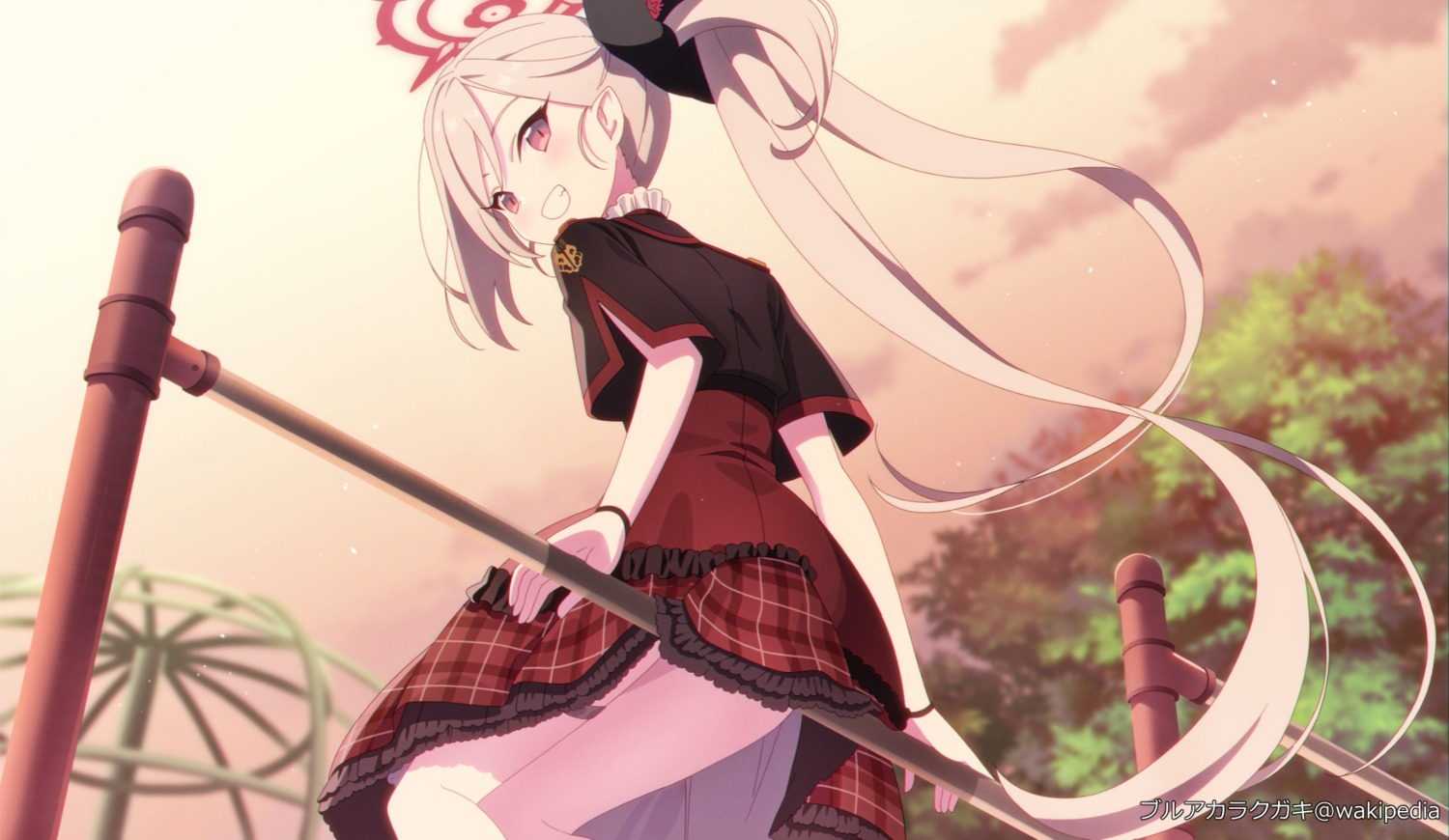 asagi_mutsuki, blue_archive, halo, ikawa_waki, seifuku, skirt_lift