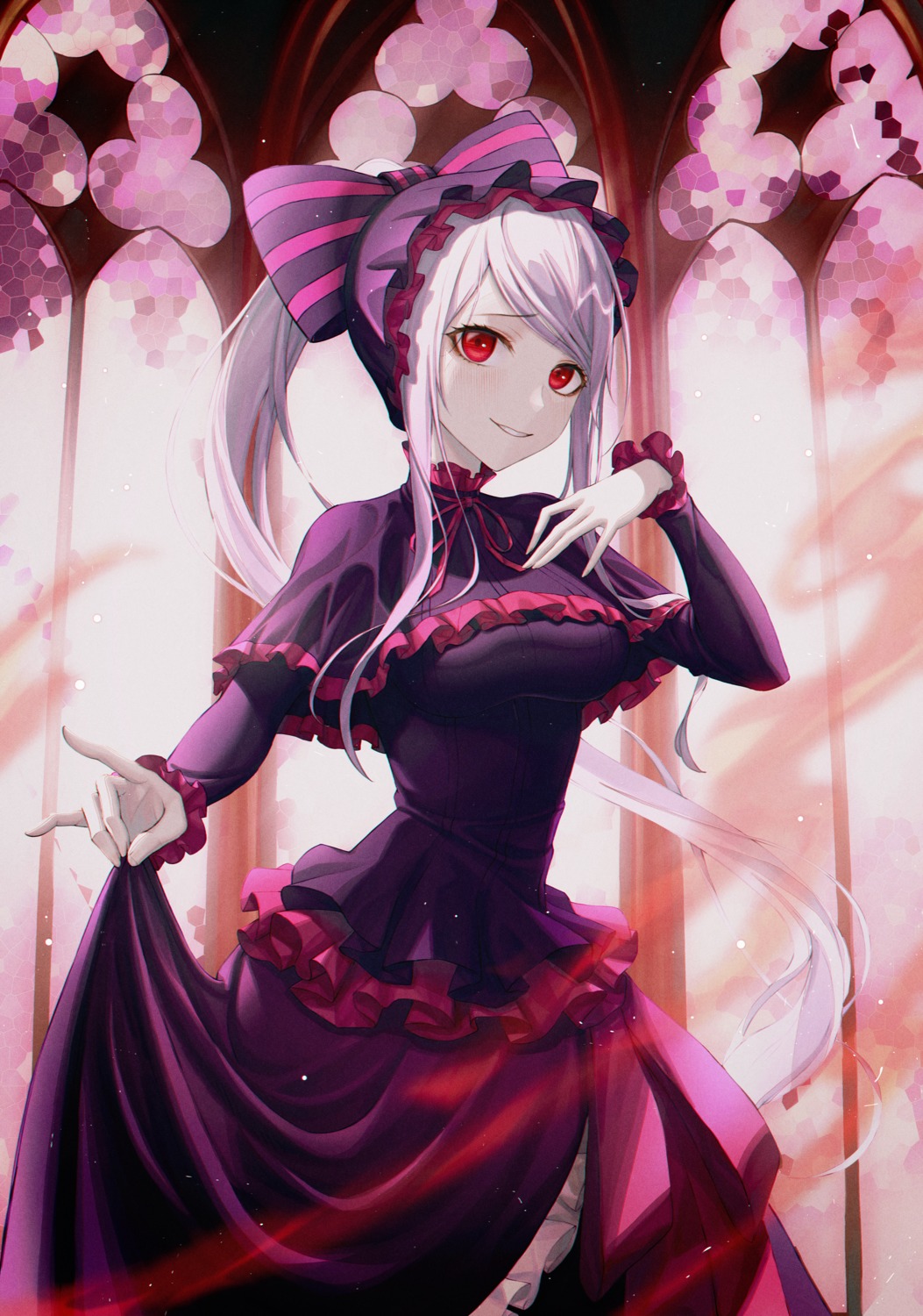 eichi_(skskdi12z), gothic_lolita, lolita_fashion, overlord, shalltear_bloodfallen, skirt_lift