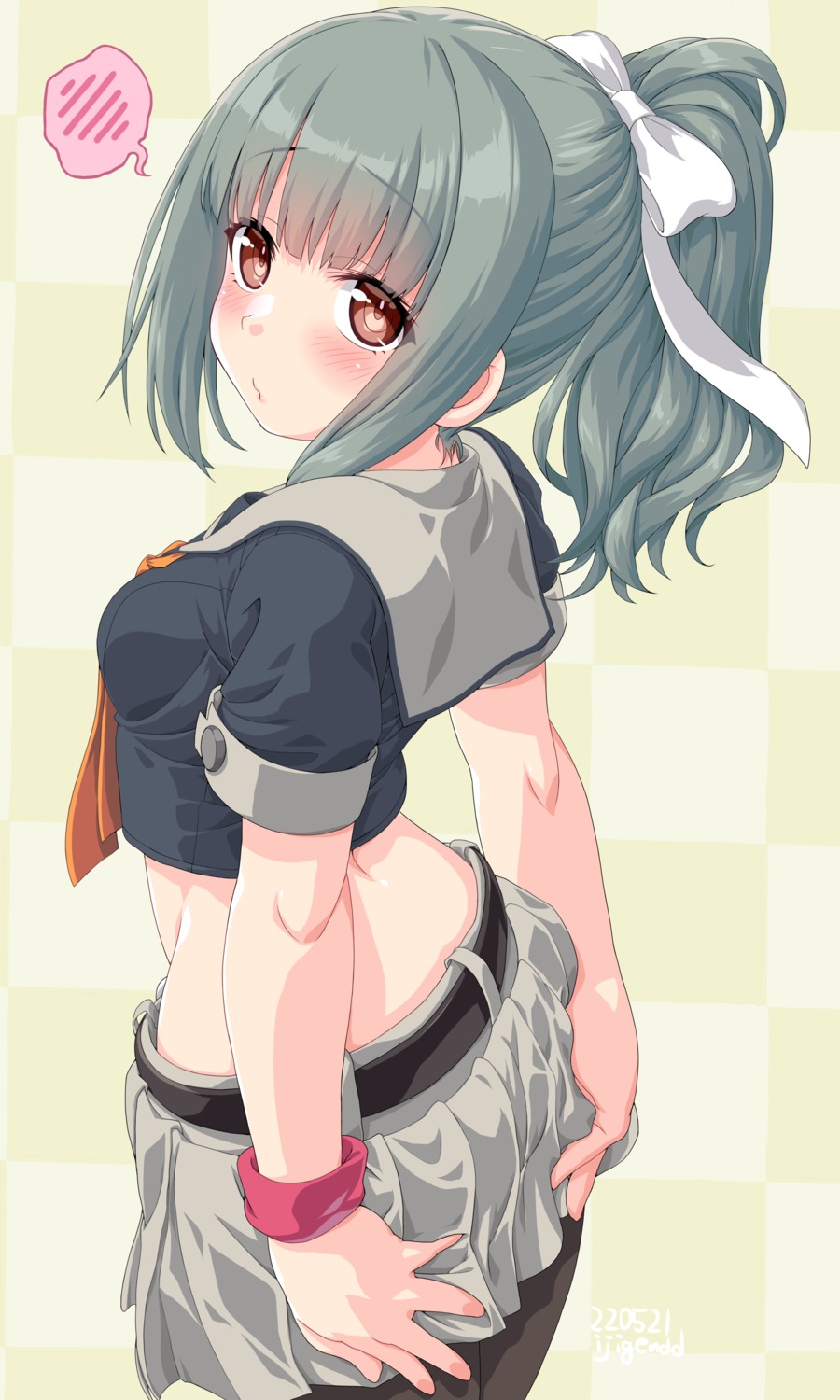 ass, ass_grab, dd_(ijigendd), kantai_collection, pantyhose, seifuku, yuubari_(kancolle)