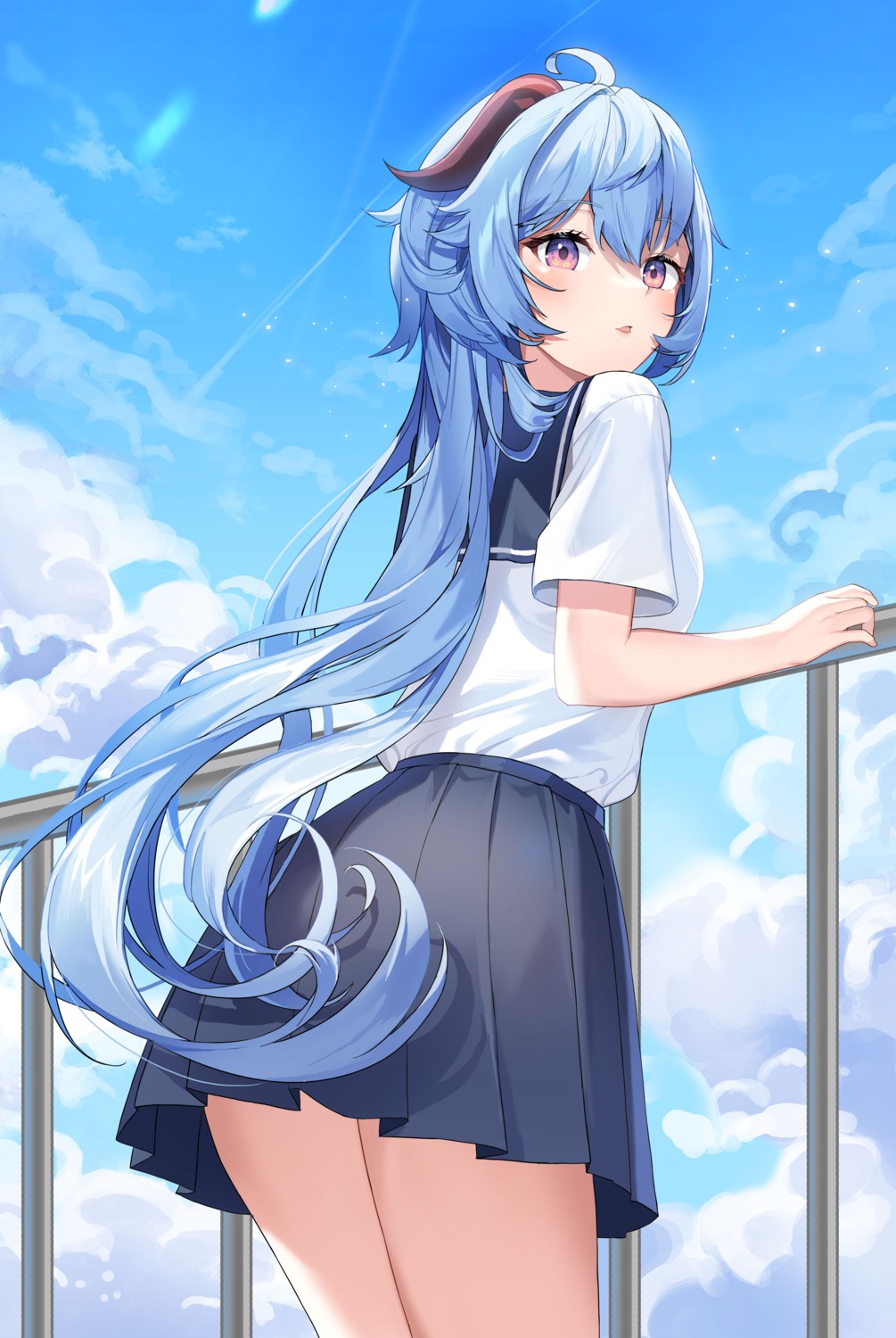 ass, ganyu, genshin_impact, horns, hyoin, seifuku