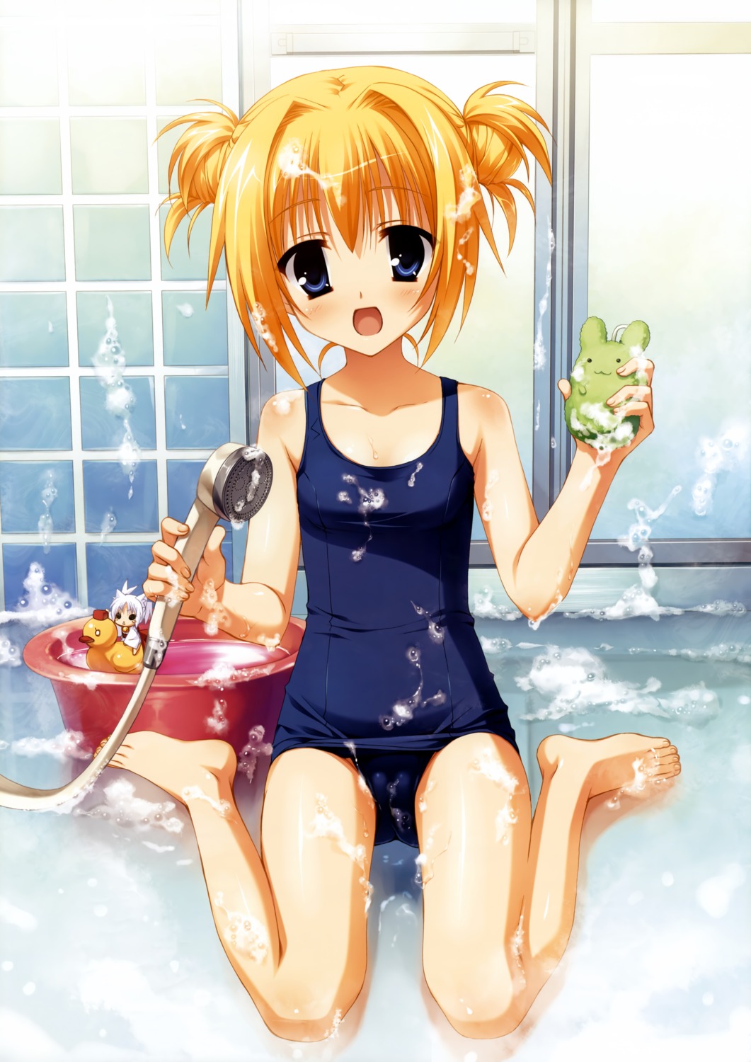 bathing, chitose_sana, feet, muririn, school_swimsuit, swimsuits, tenshinranman