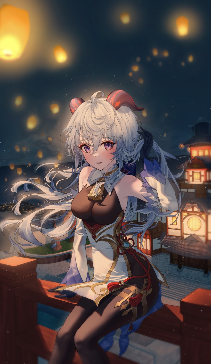 asian_clothes, ganyu, genshin_impact, horns, tem