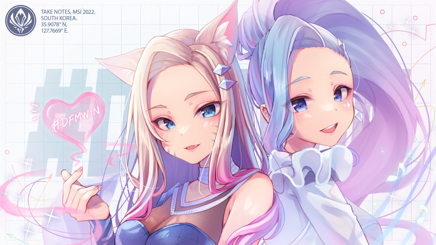 ahri, animal_ears, league_of_legends, momoirone, seraphine
