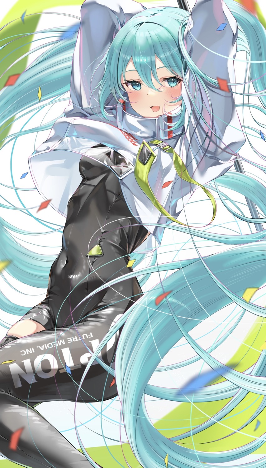 bochibochi_(gyuuniku_6000), bodysuit, goodsmile_racing, hatsune_miku, racing_miku, thighhighs, vocaloid