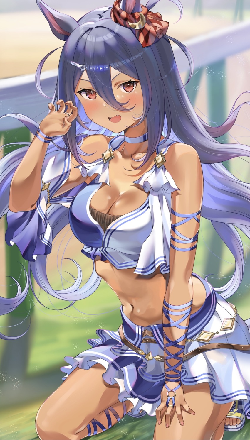 animal_ears, bochibochi_(gyuuniku_6000), cleavage, hishi_amazon_(umamusume), tail, uma_musume_pretty_derby