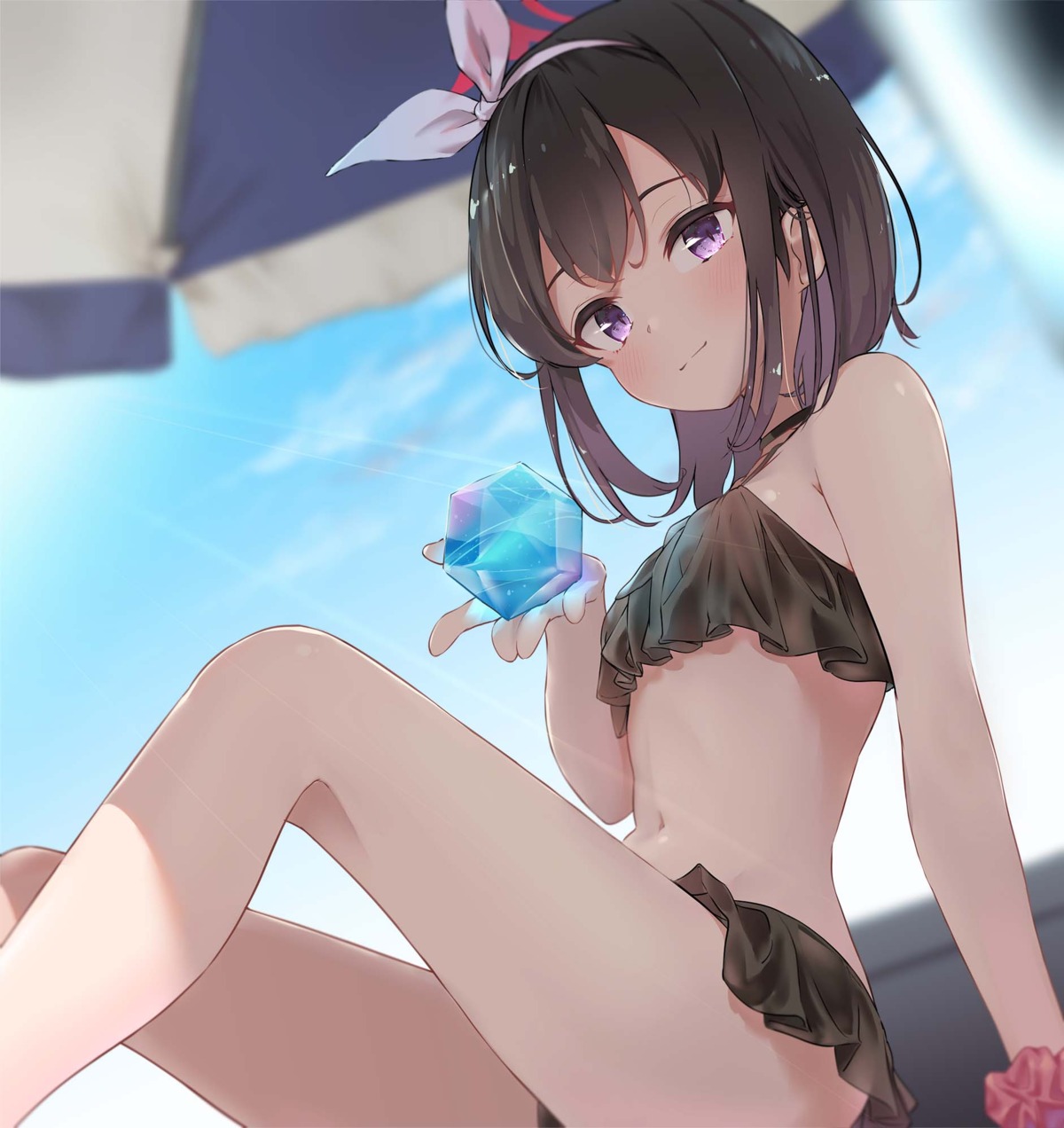 bikini, blue_archive, halo, jpeg_artifacts, minase_yuki, shizuyama_mashiro, swimsuits