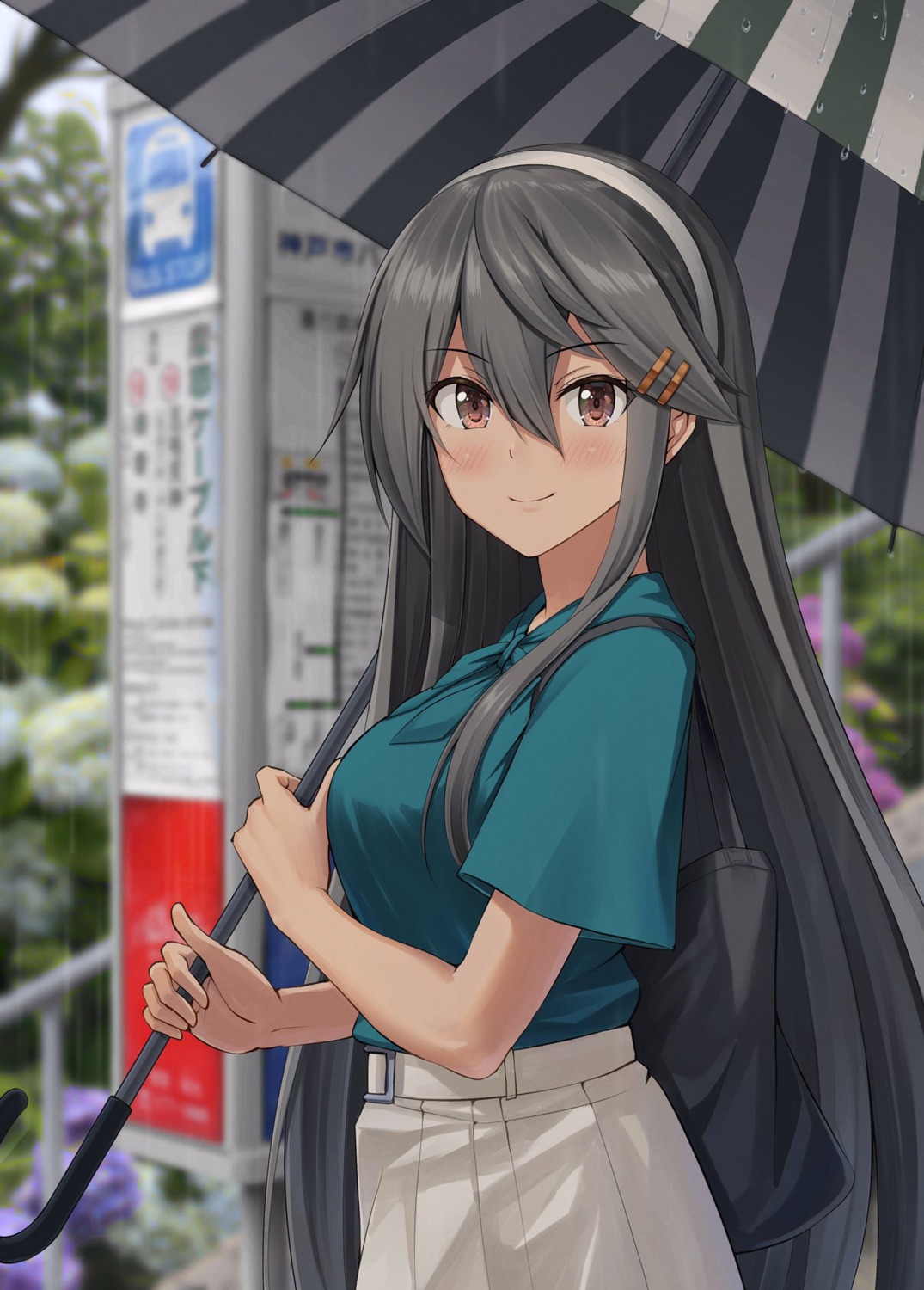 haruna_(kancolle), ichikawa_feesu, kantai_collection, umbrella