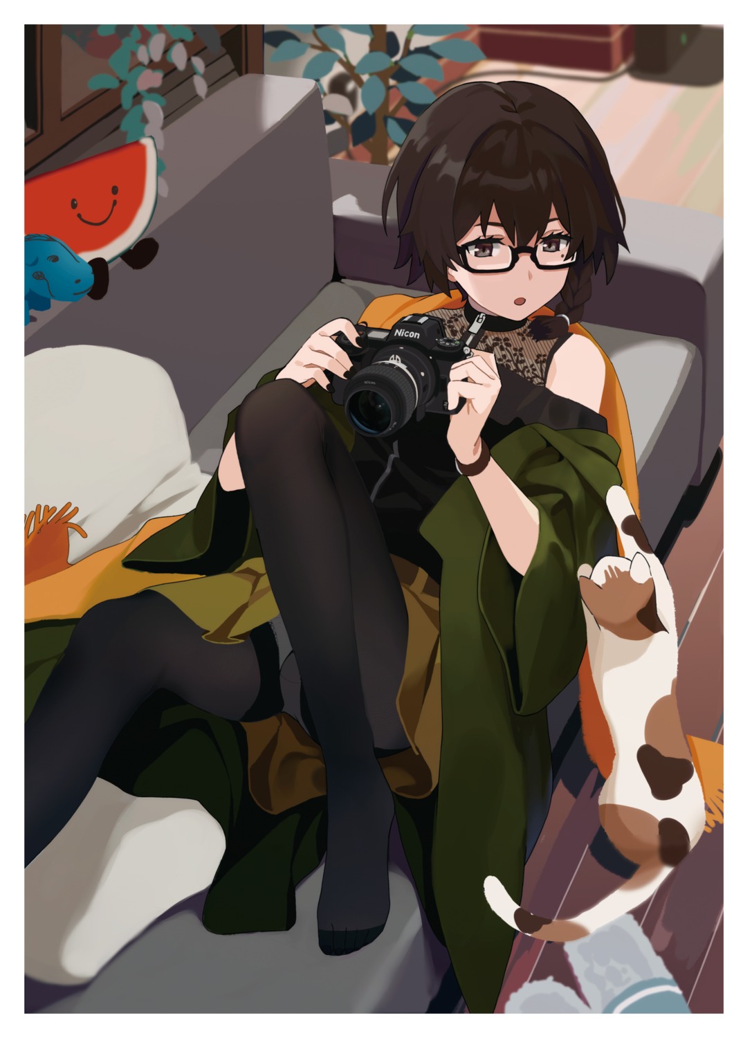 digital_version, megane, neko, ningen_(ningen96), pantyhose