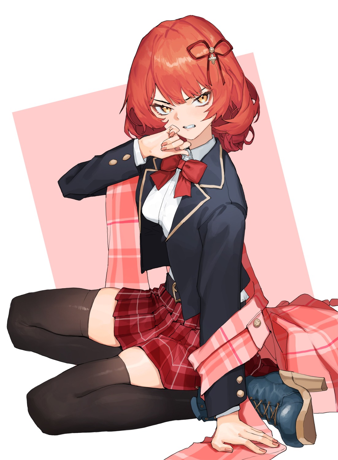 black_survival, heels, seifuku, teireida_mai, thighhighs, tunamayo_(dsasd751)