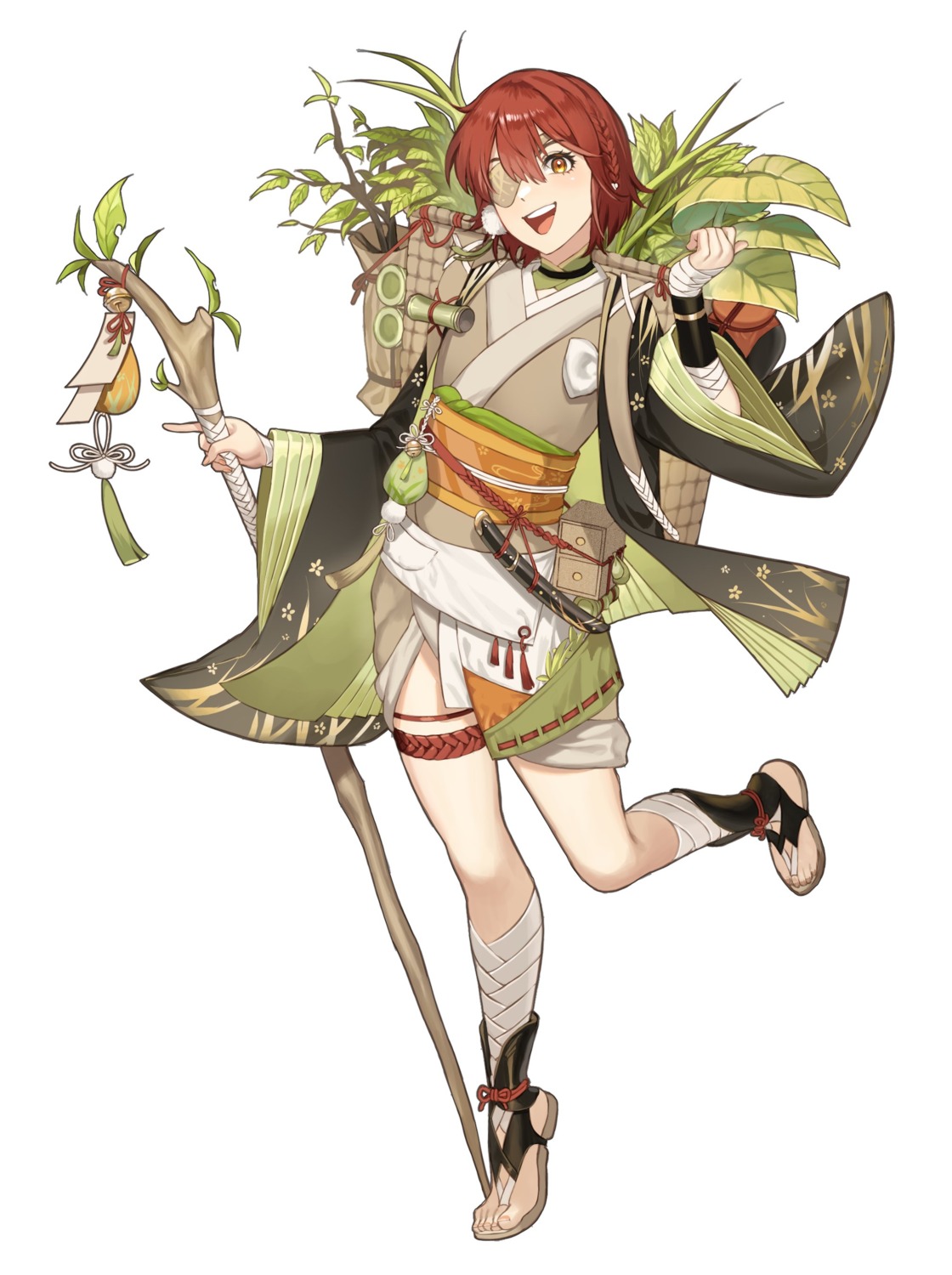 eyepatch, hanny_(uirusu_chan), hina_(hanny), kimono, weapon