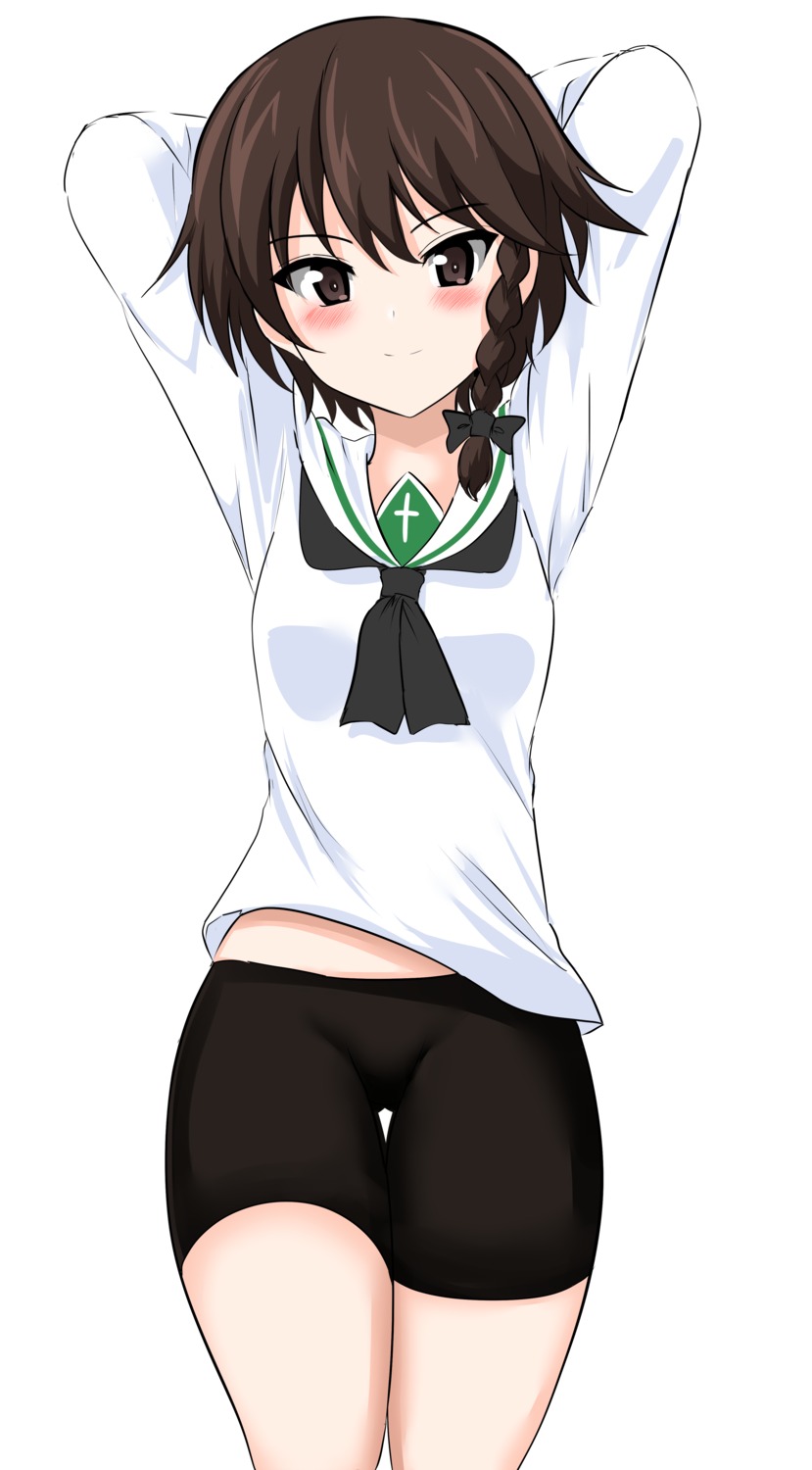 aikir_(jml5160), bike_shorts, girls_und_panzer, isobe_noriko, seifuku